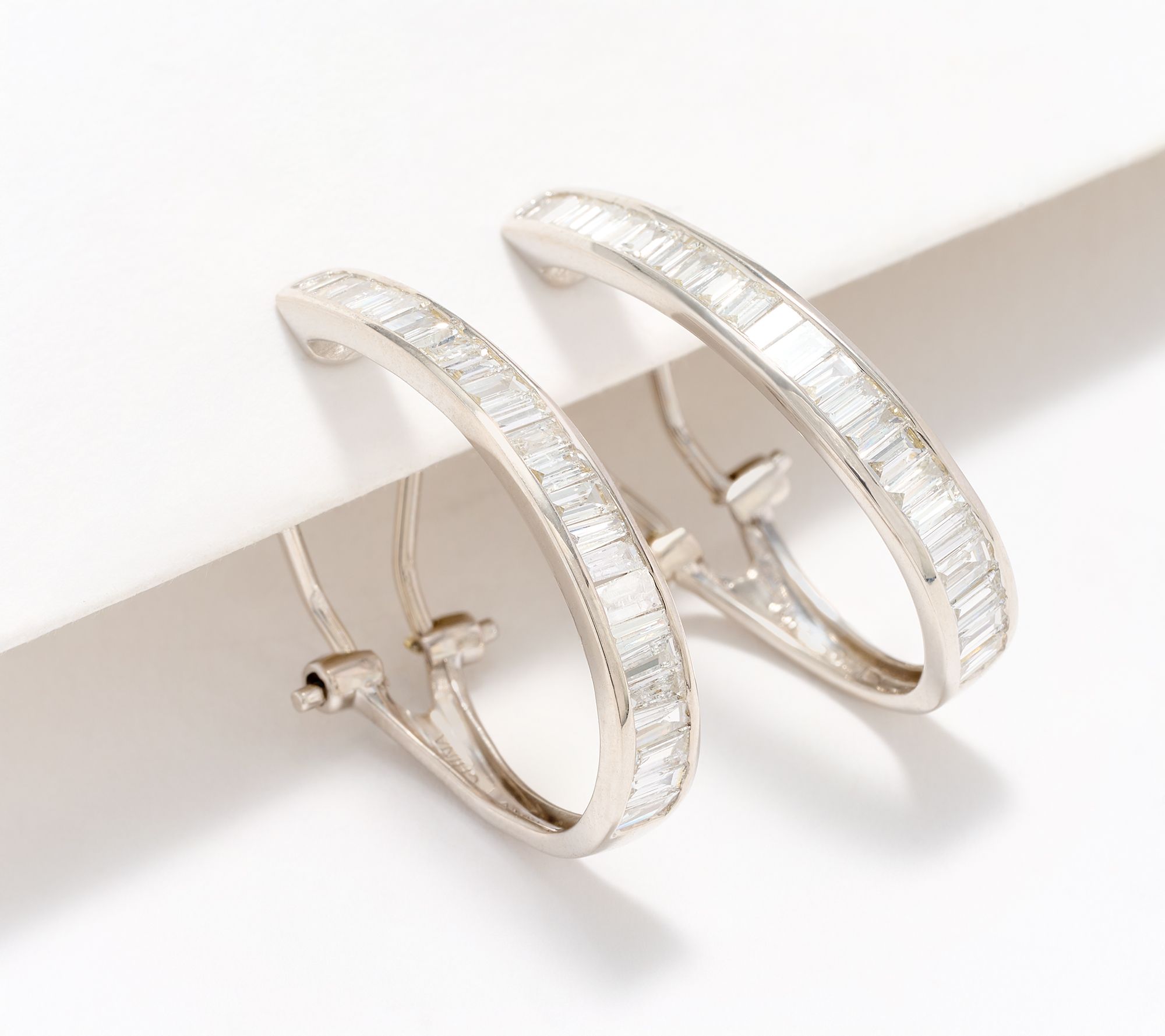 As Is Fire Light Lab Grown Diamond 1 cttw BaguetteHoops