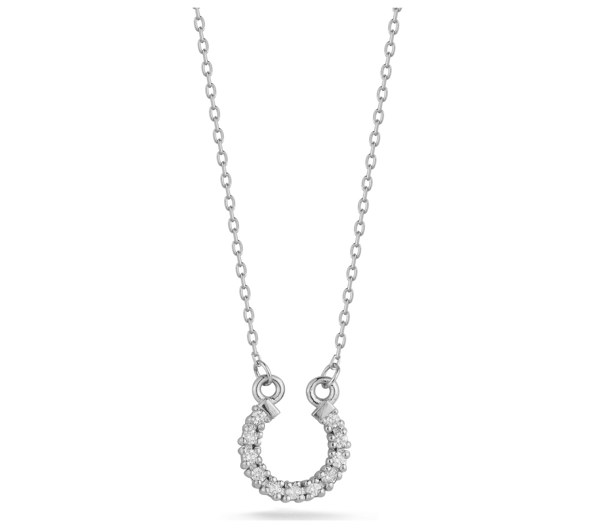 Luminosa Gold Diamond Horseshoe Necklace, 14K White Gold