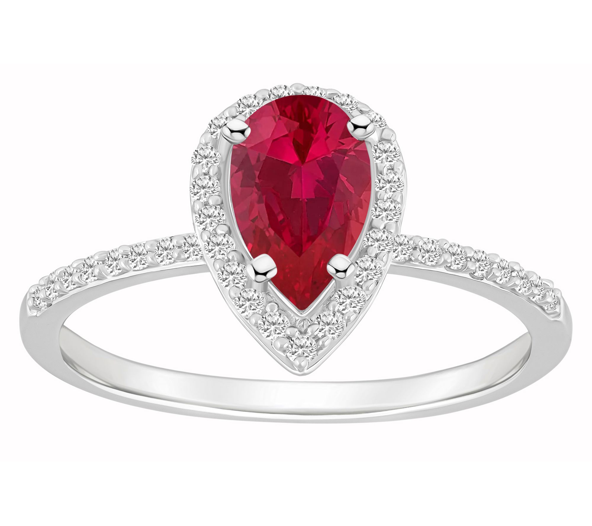 Affinity Gems Pear Cut Gemstone Halo Ring, 10K White Gold