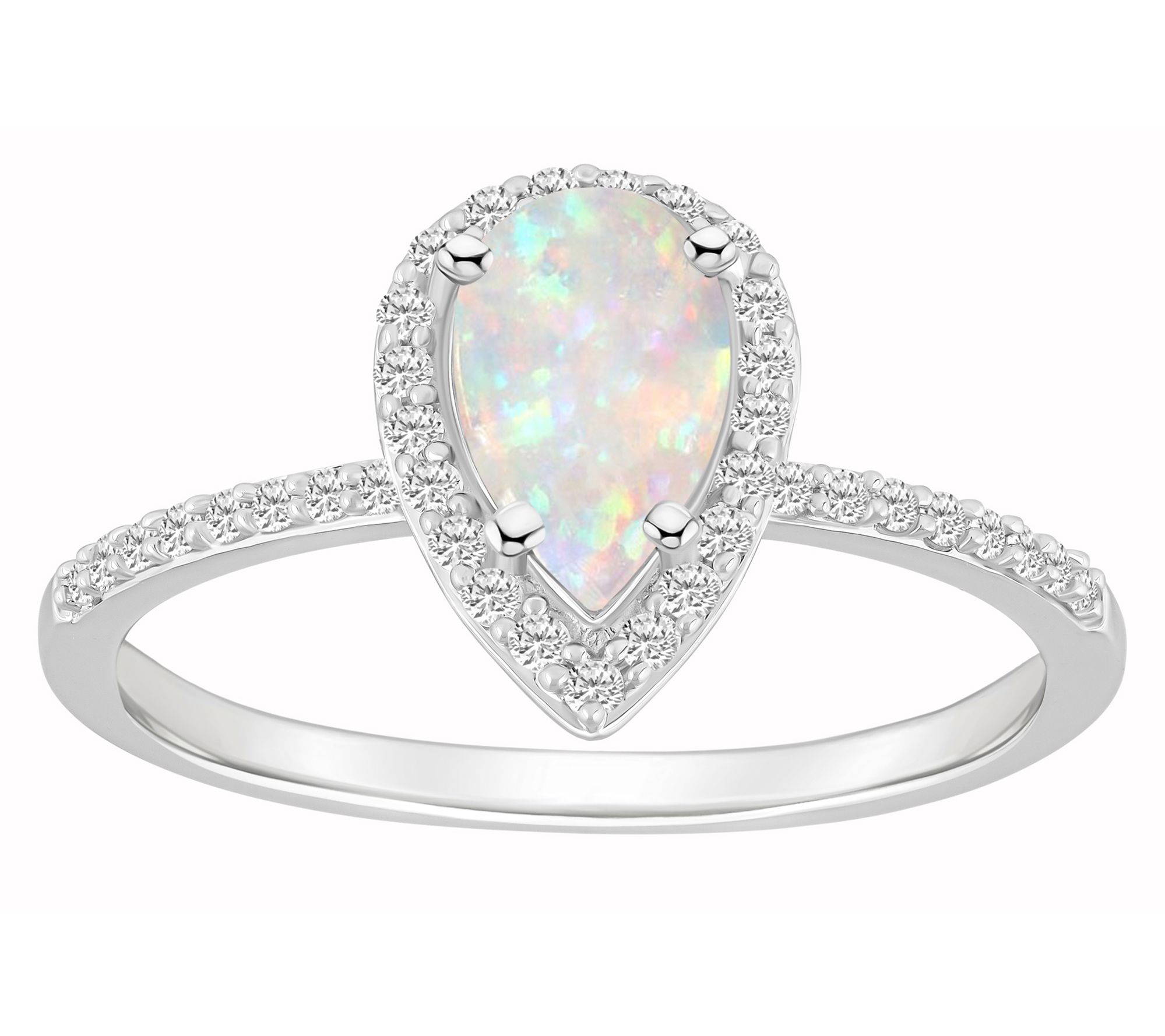 Affinity Gems Pear Cut Gemstone Halo Ring, 10K White Gold