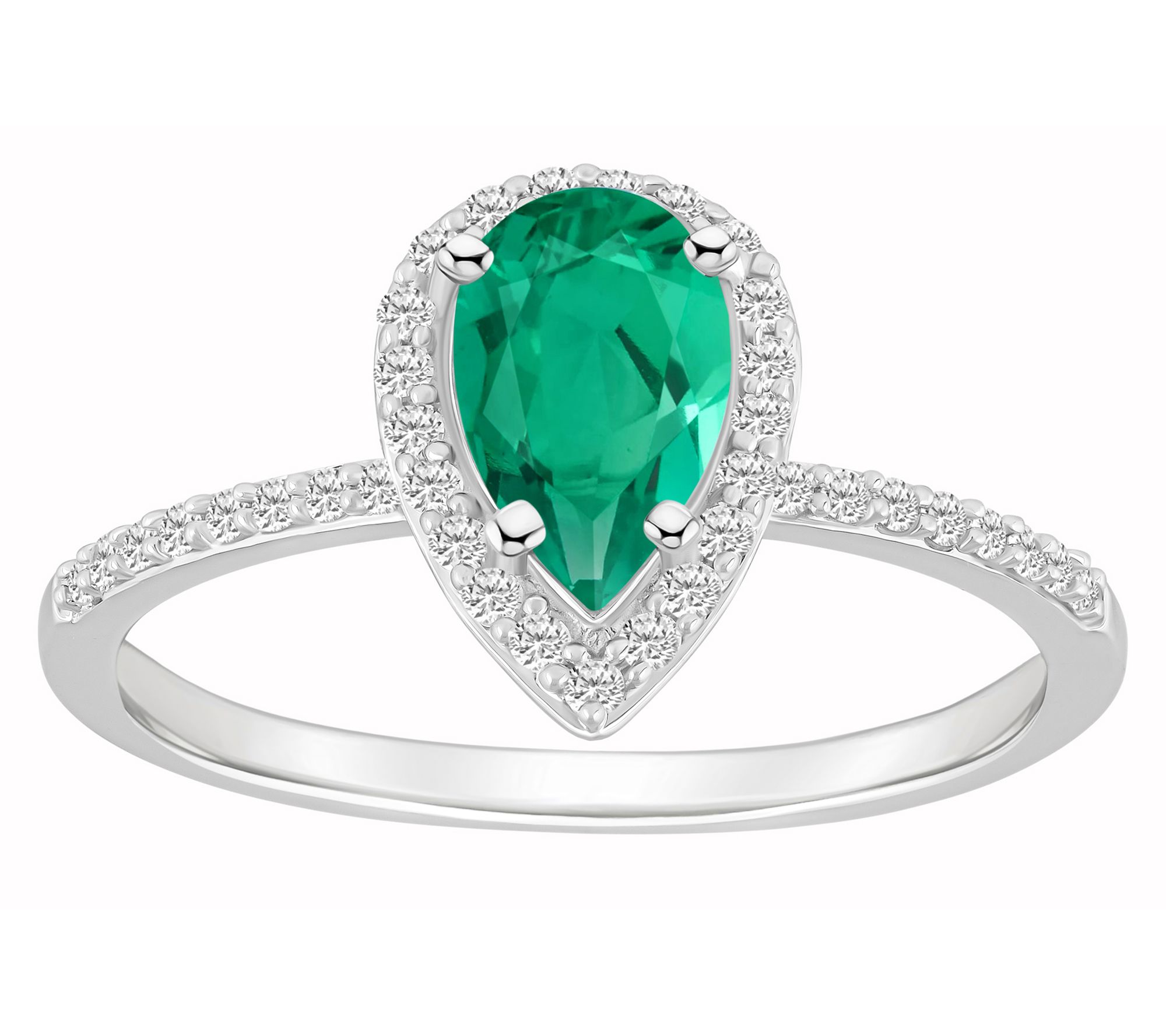 Affinity Gems Pear Cut Gemstone Halo Ring, 10K White Gold