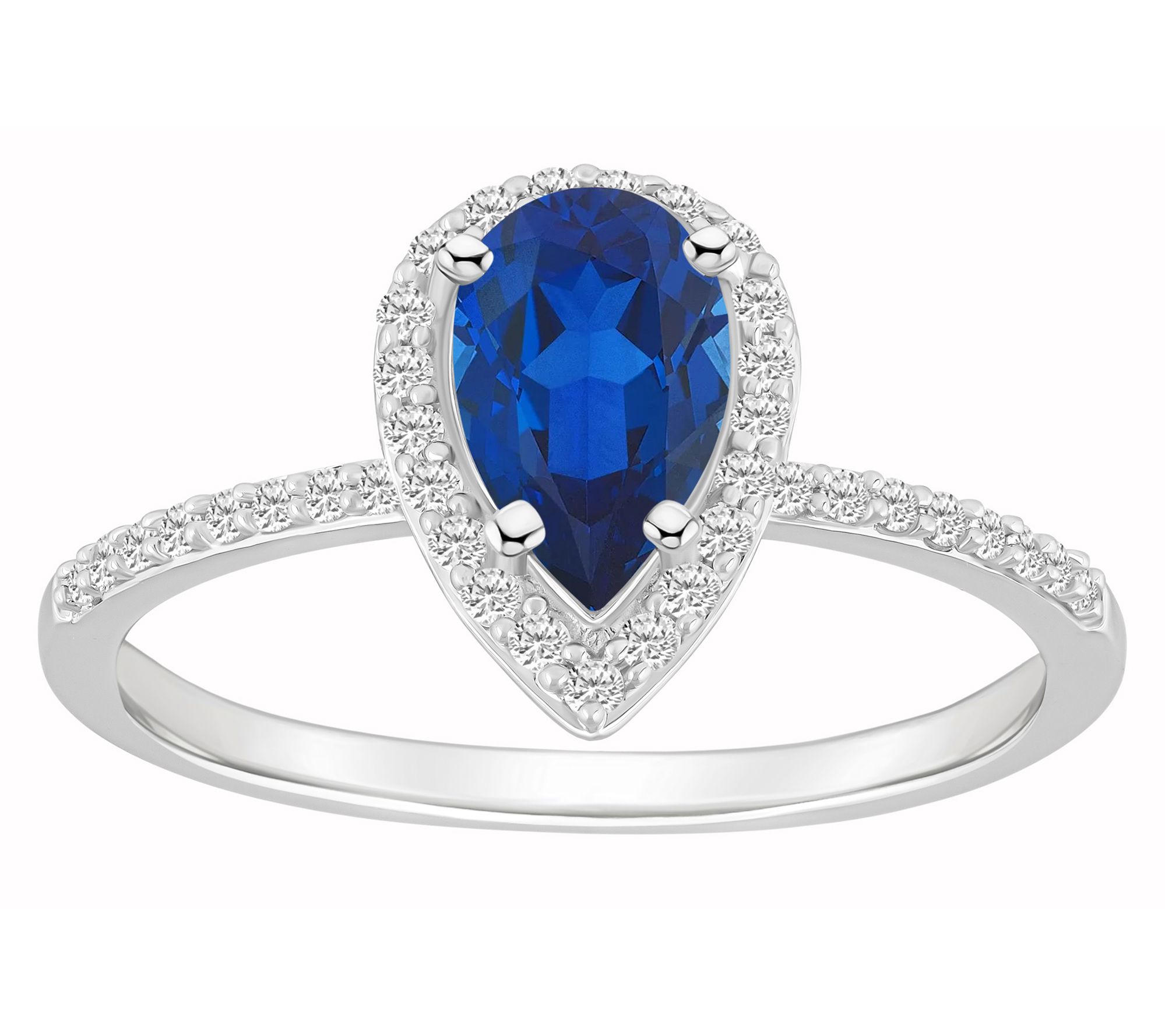 Affinity Gems Pear Cut Gemstone Halo Ring, 10K White Gold