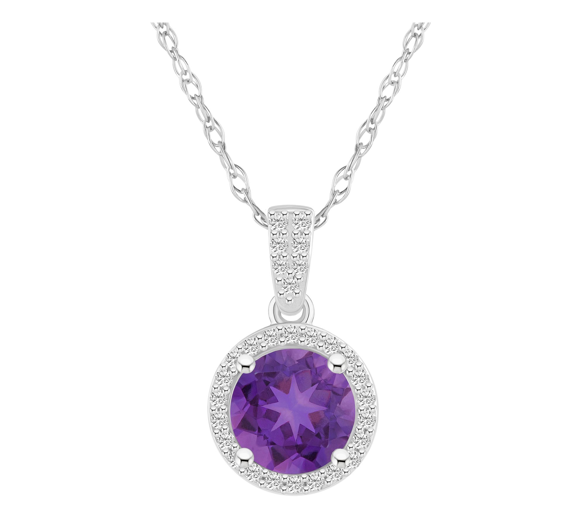 Affinity Gems Round Gemstone Halo Pendant w/ Chain, 10K
