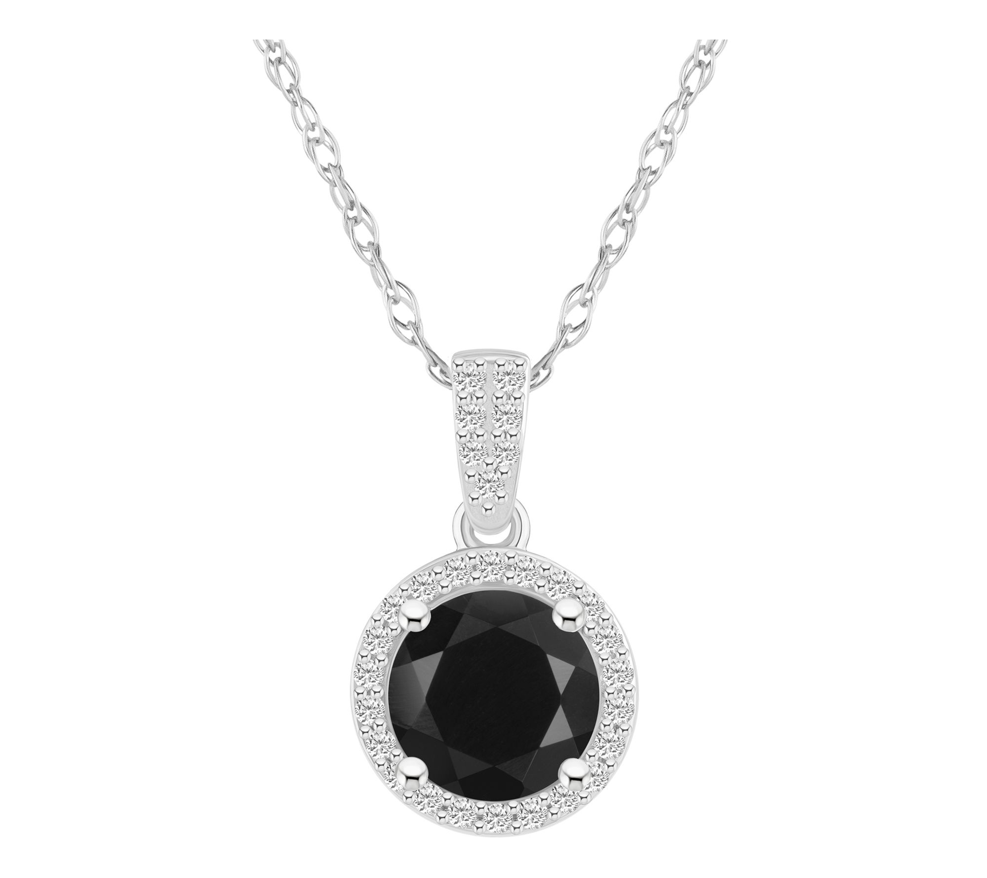 Affinity Gems Round Gemstone Halo Pendant w/ Chain, 10K