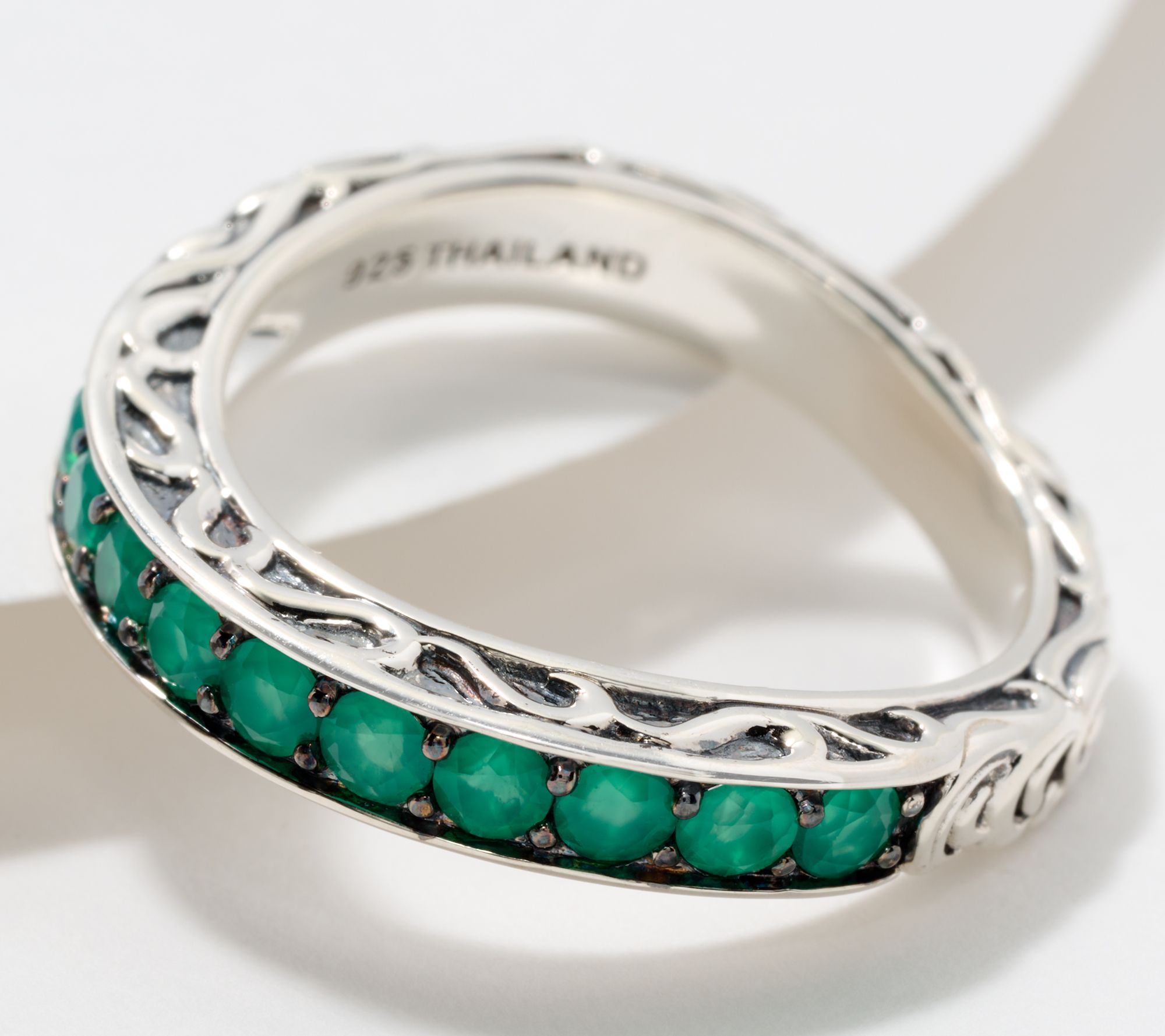 Third Person Sterling Silver Pave Gemstone Swirl Band Ring