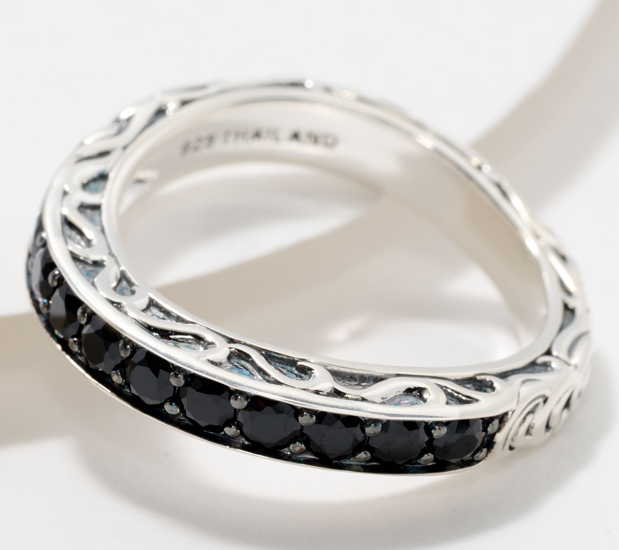 Third Person Sterling Silver Pave Gemstone Swirl Band Ring