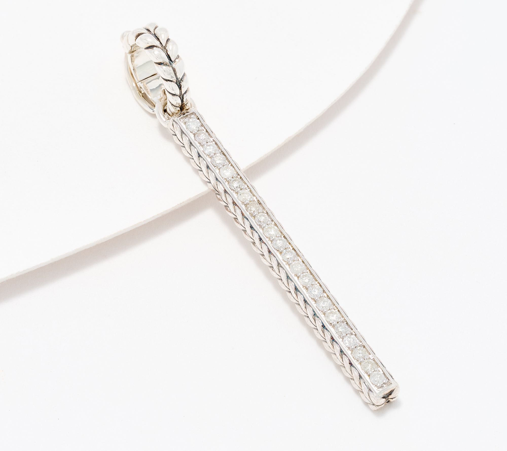 JAI Sterling Silver Pave Diamond Linear Enhancer 0.30cttw