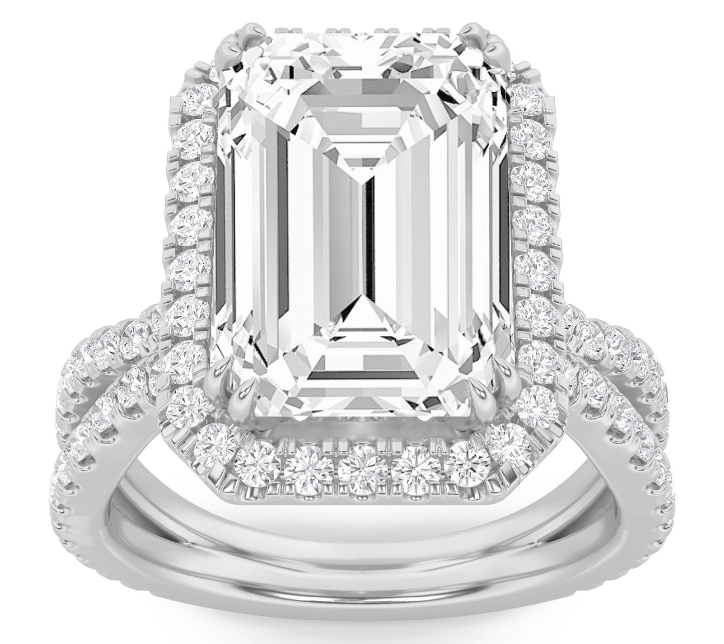 Fire Light 8.00 cttw Lab Grown Diamond EmeraldCut Ring, 14K