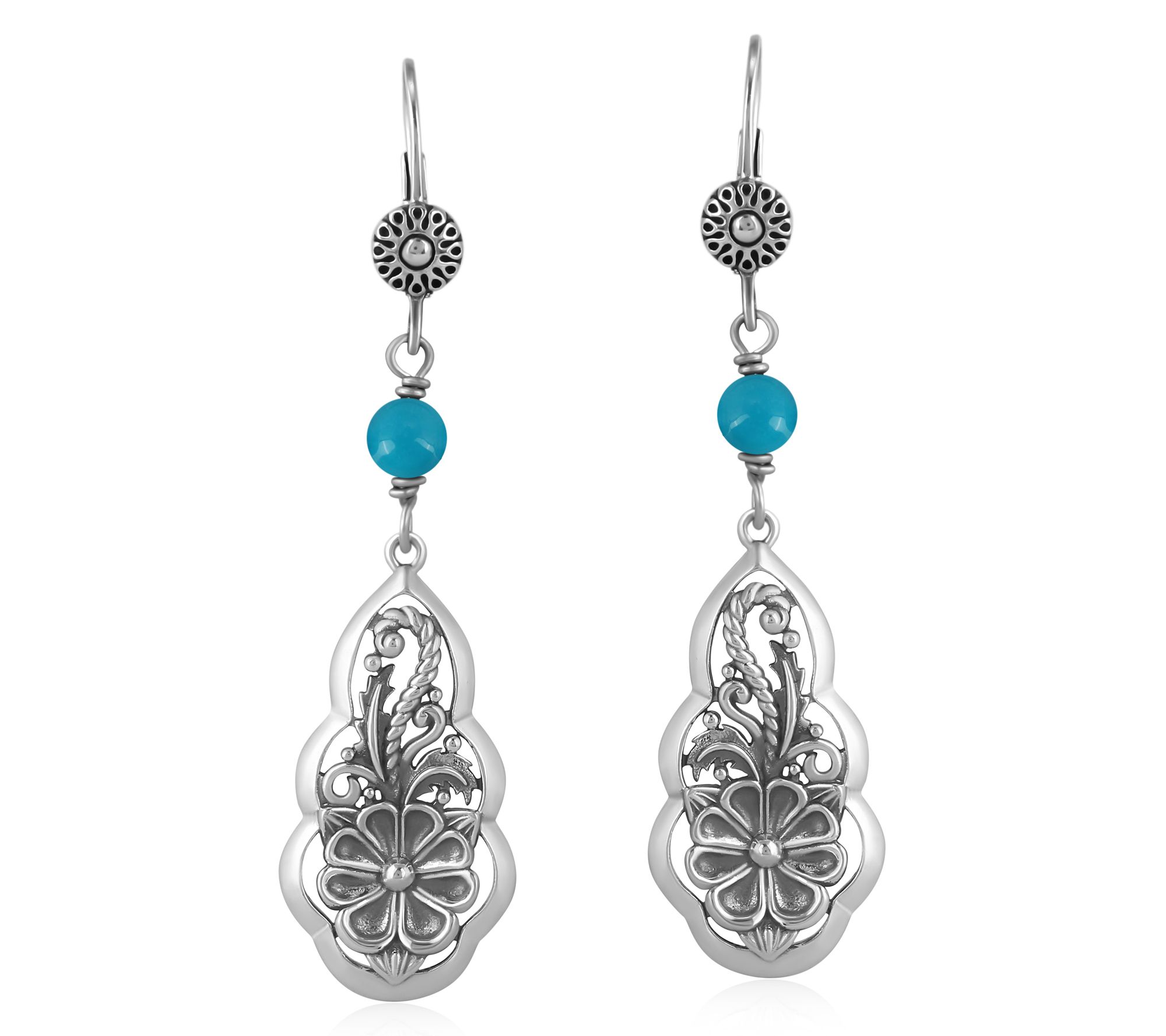 American West Sterling Gemstone Bead Flower Earrings