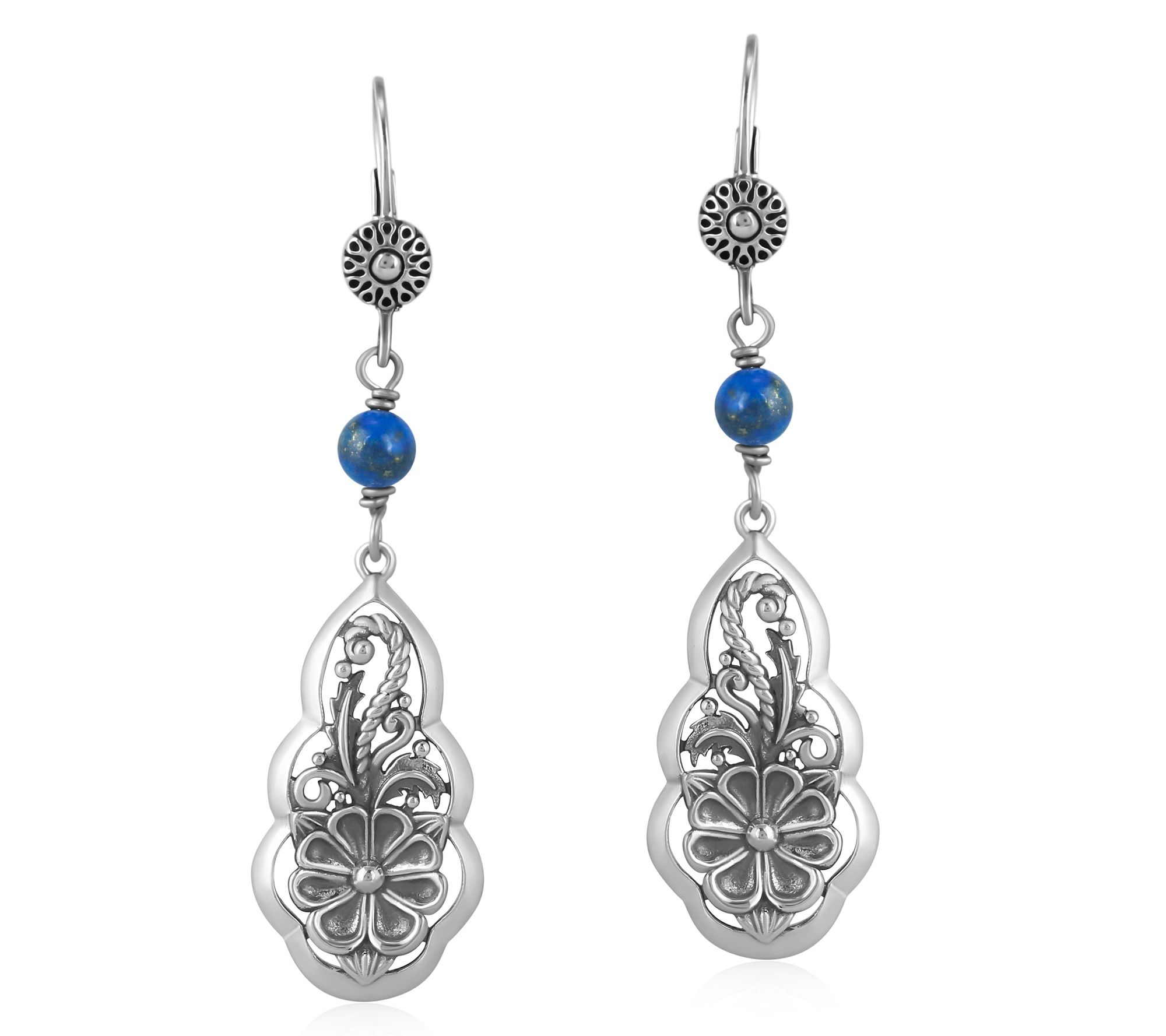American West Sterling Gemstone Bead Flower Earrings
