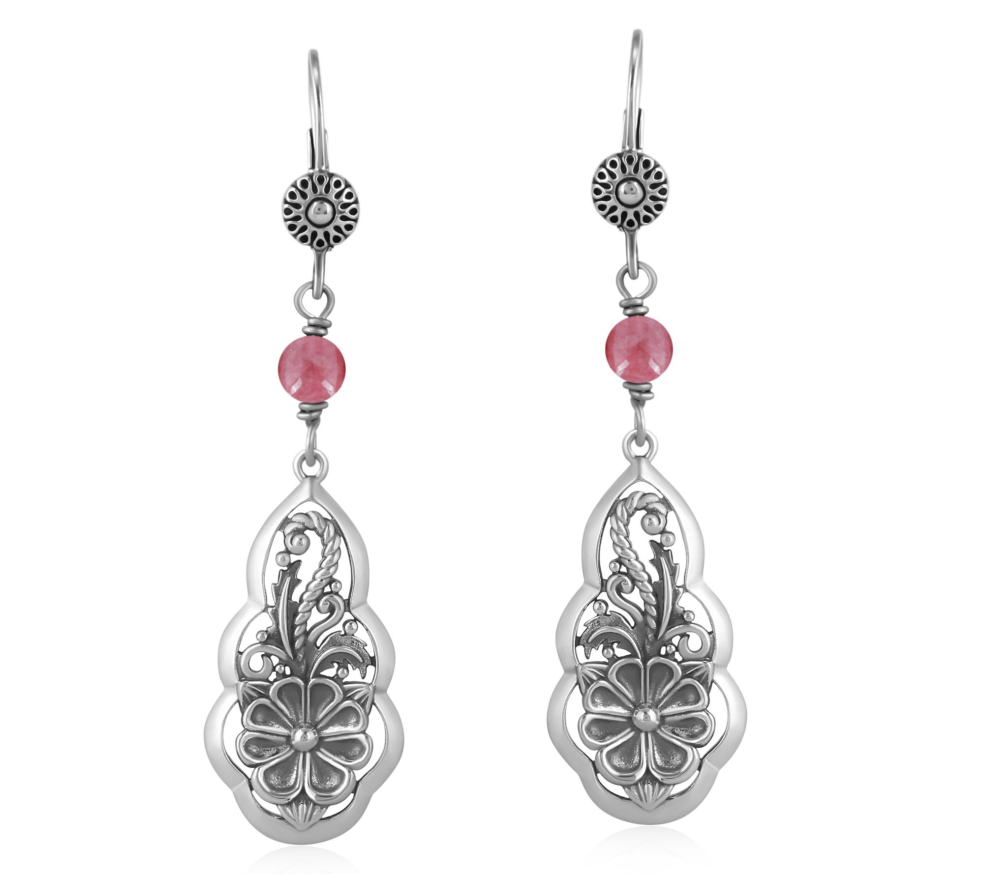 American West Sterling Gemstone Bead Flower Earrings