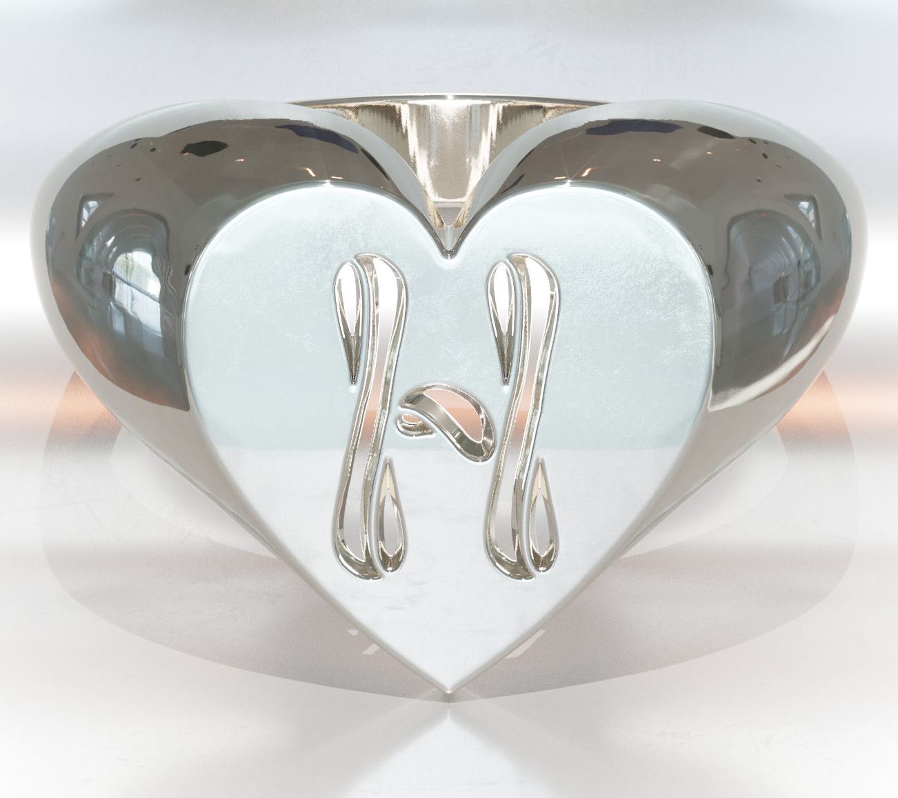 Heights Jewelers Sterling Personalized Heart Initial Ring