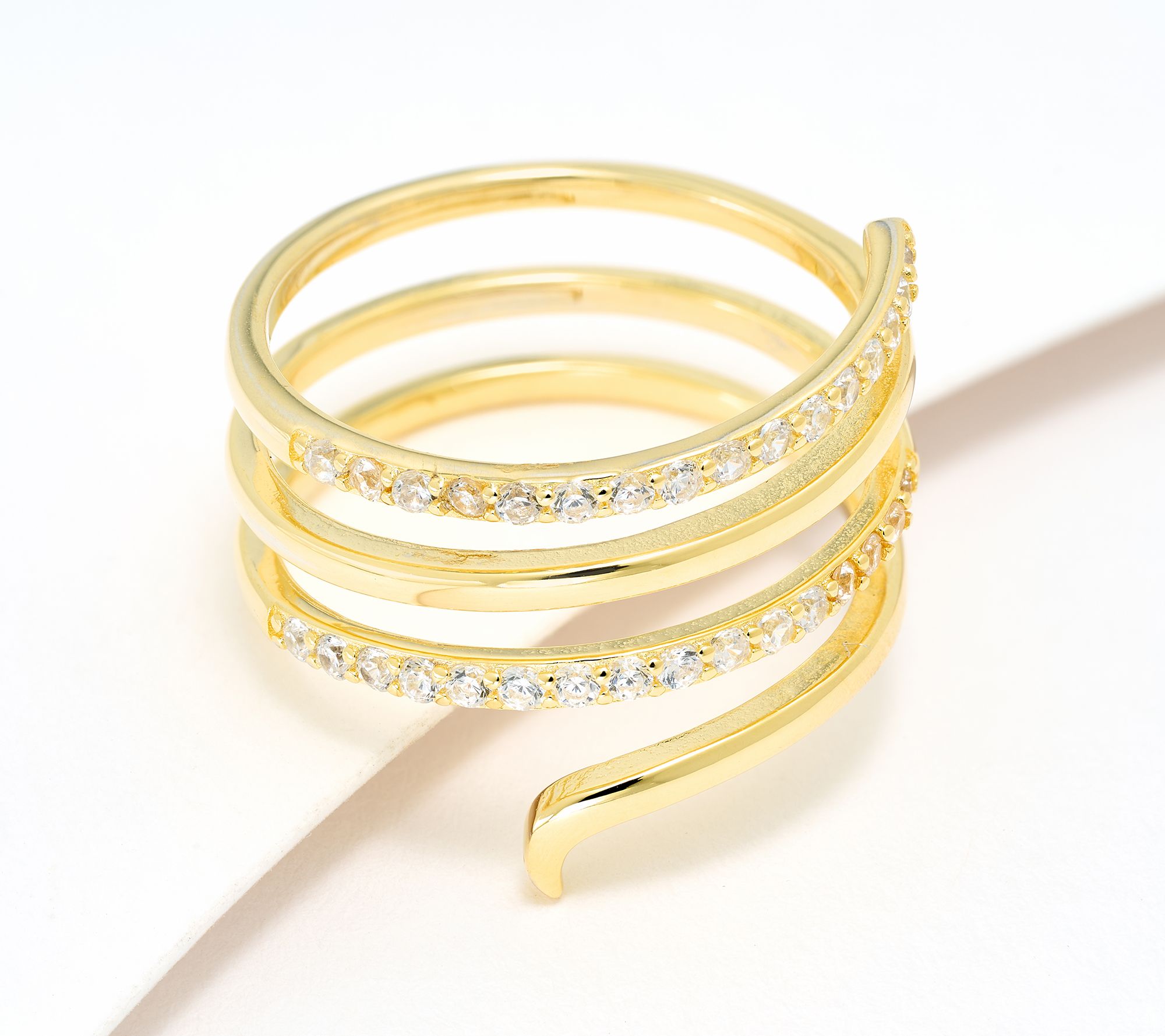  Diamonique 4 Row Band Ring, Sterling Silver