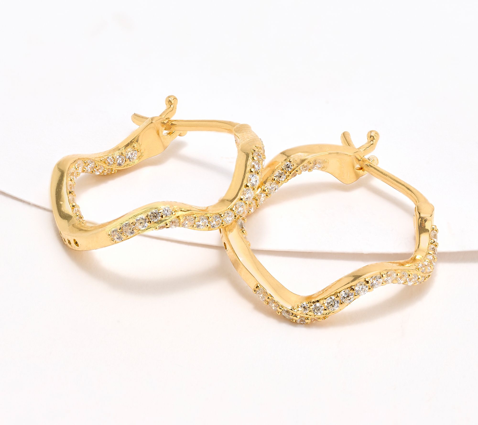 Diamonique x Kathy Levine Winding Way Hoop Earrings, Sterling Silver