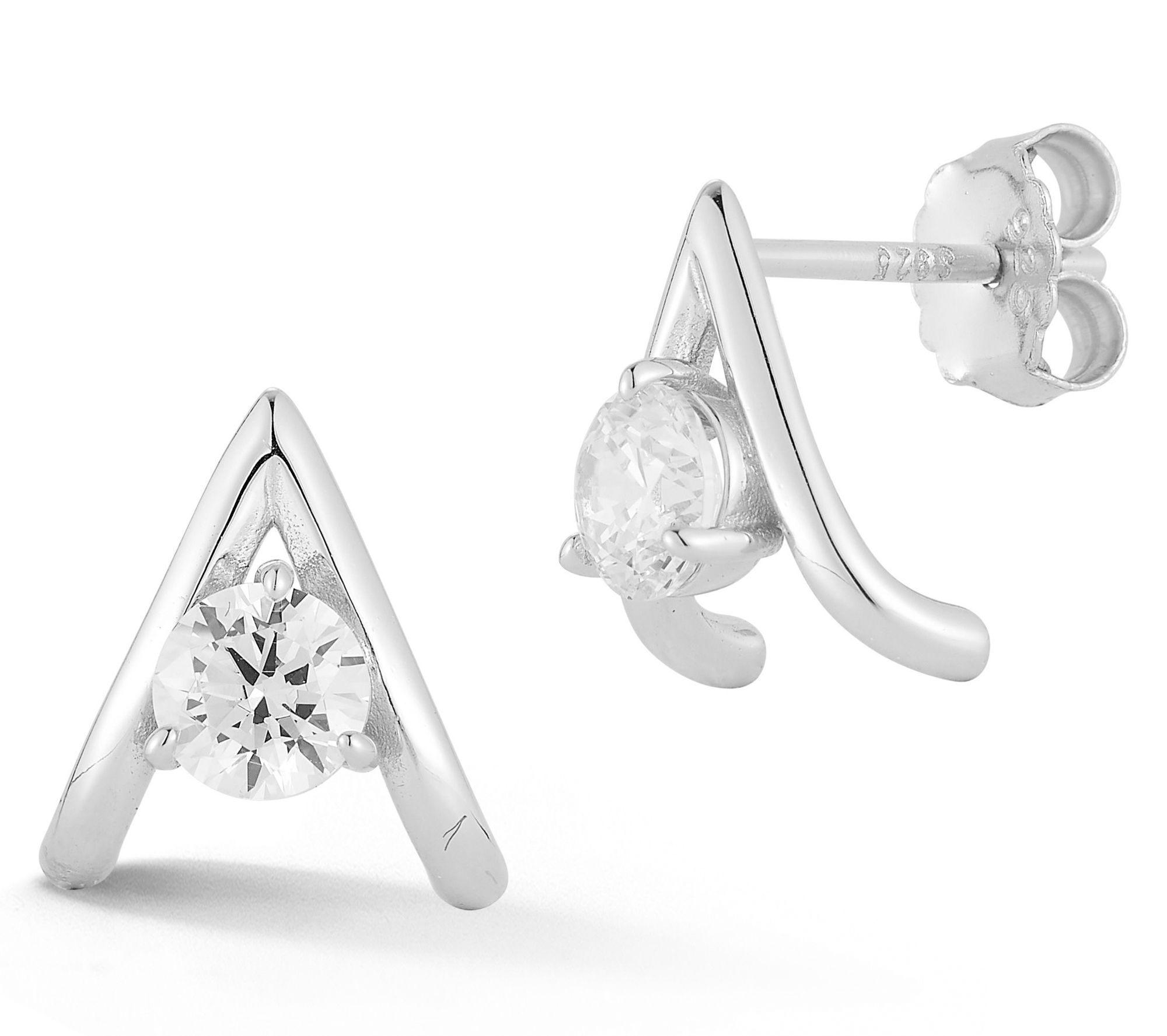 Rachel Zoe V Solitaire Stud Earrings, Sterling