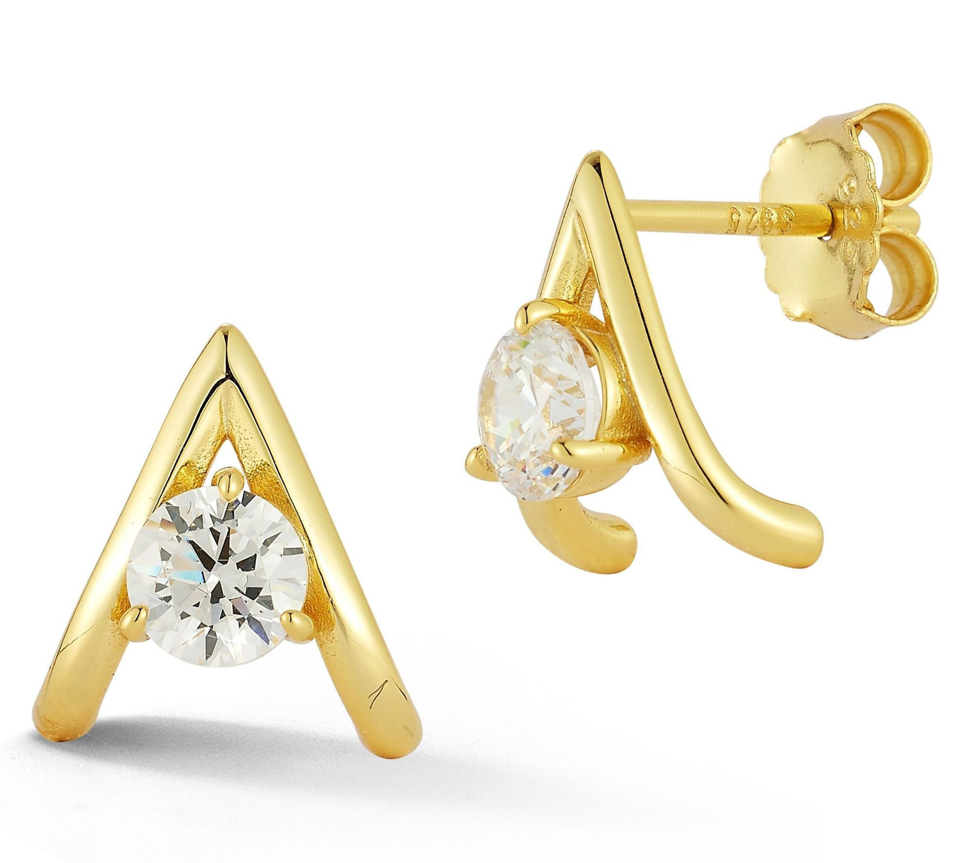 Rachel Zoe V Solitaire Stud Earrings, Sterling