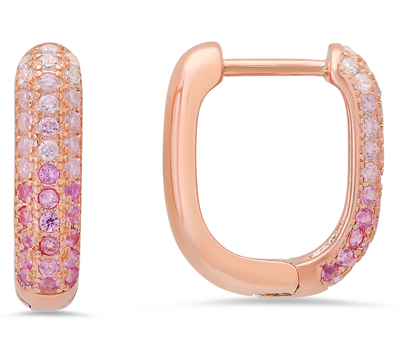 Diamonique Pink Ombre U Shaped Hoop Earrings, Sterling Silver