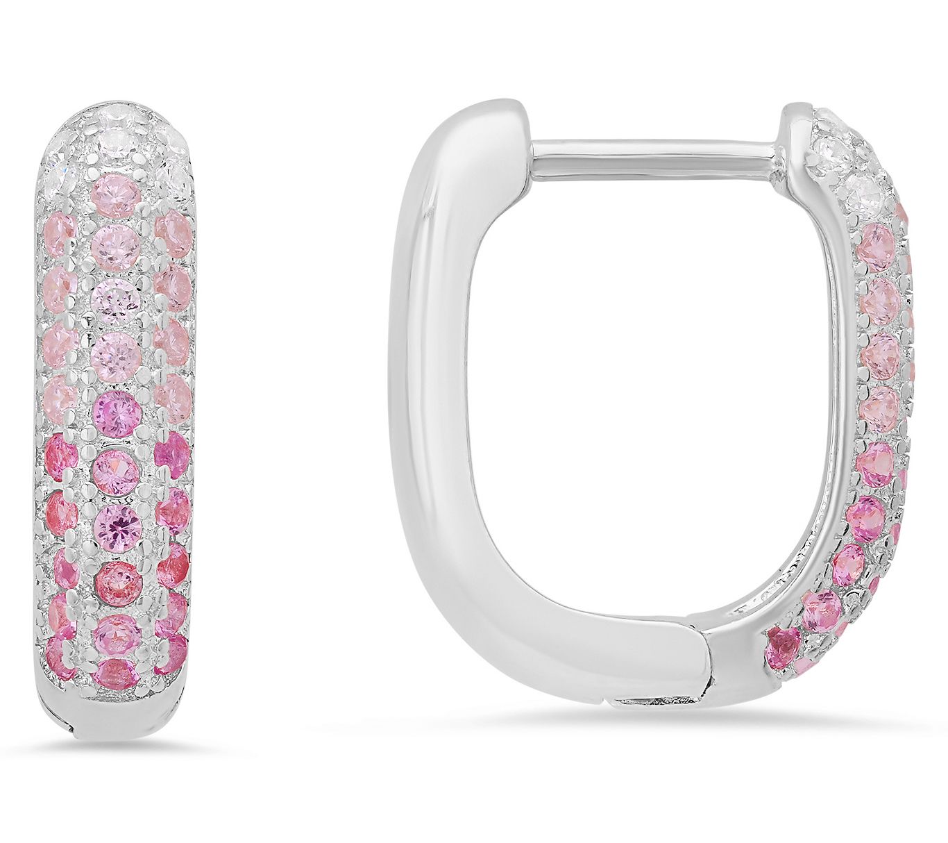 Diamonique Pink Ombre U Shaped Hoop Earrings, Sterling Silver