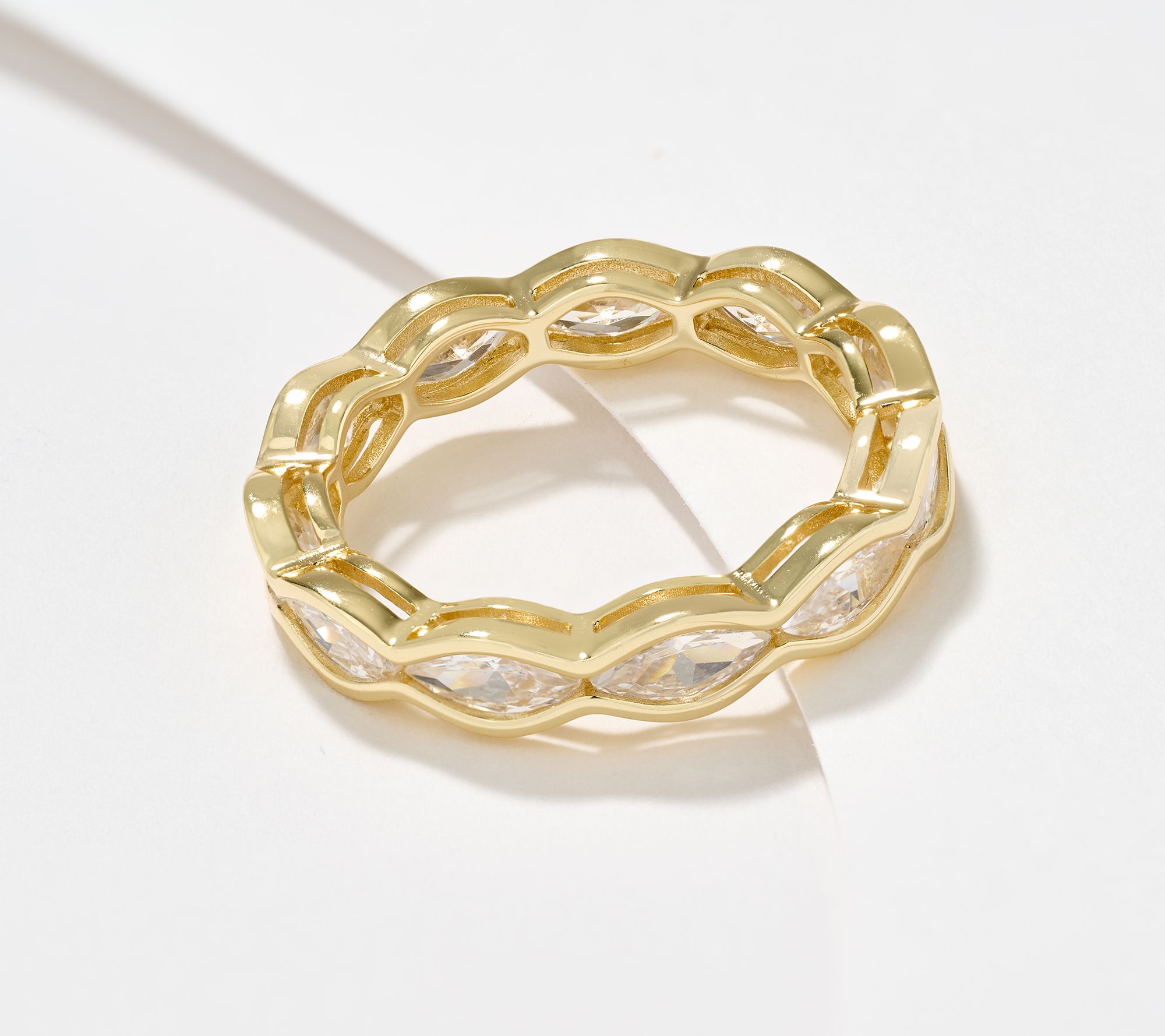 Diamonique Classics Wave Band Ring, Sterling Silver