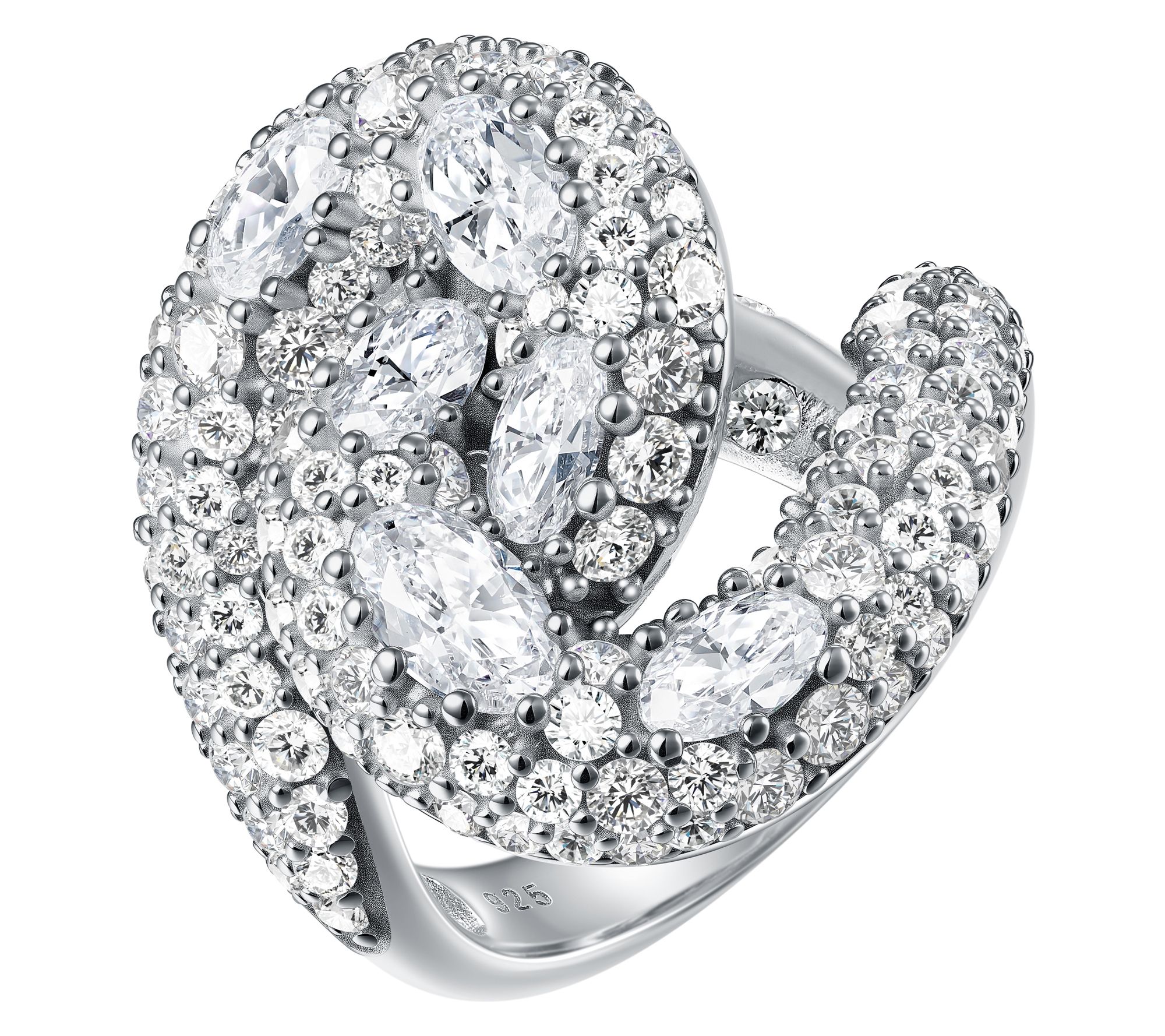 Diamonique X Jennifer Miller Overlapping Pave Ring, Sterling