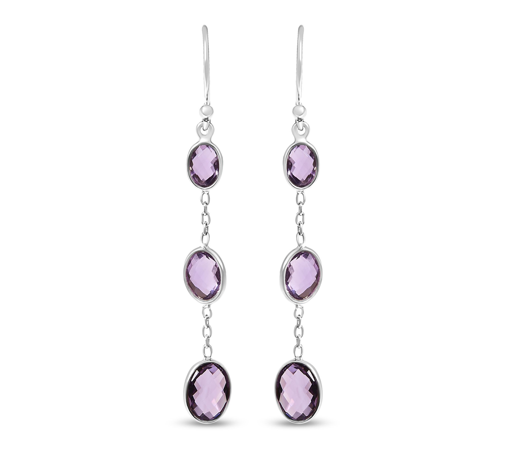 Haus of Brilliance Amethyst Dangle Earrings, Sterling Silver