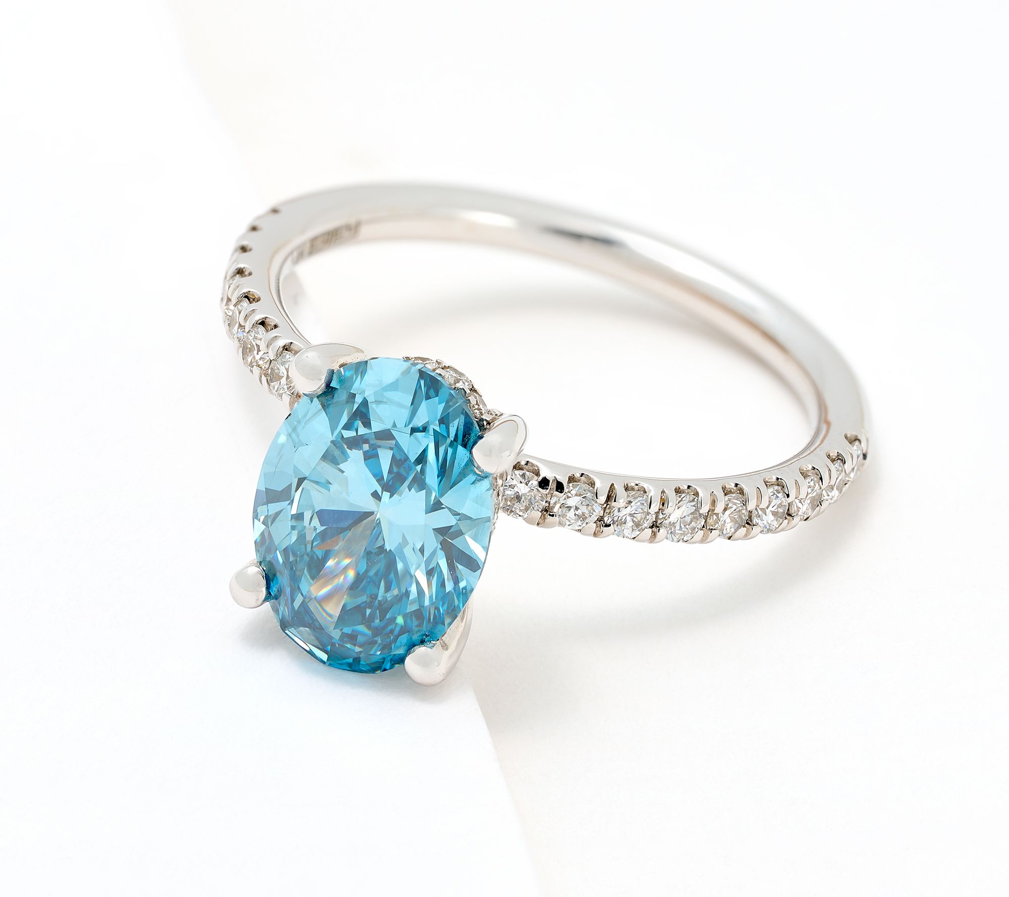 Effy Lab Grown Diamond 2cttw. Blue Diamond Oval Ring, 14K Gold