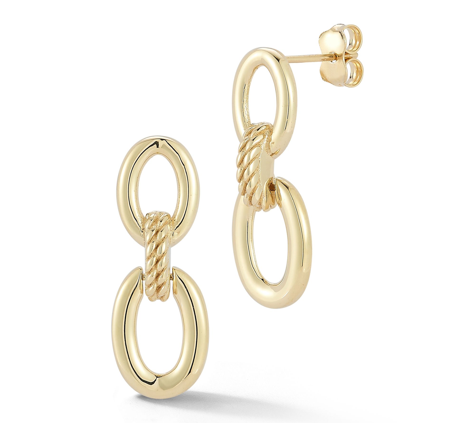 Luminosa Gold Oval Twist Drop Earrings, 14K
