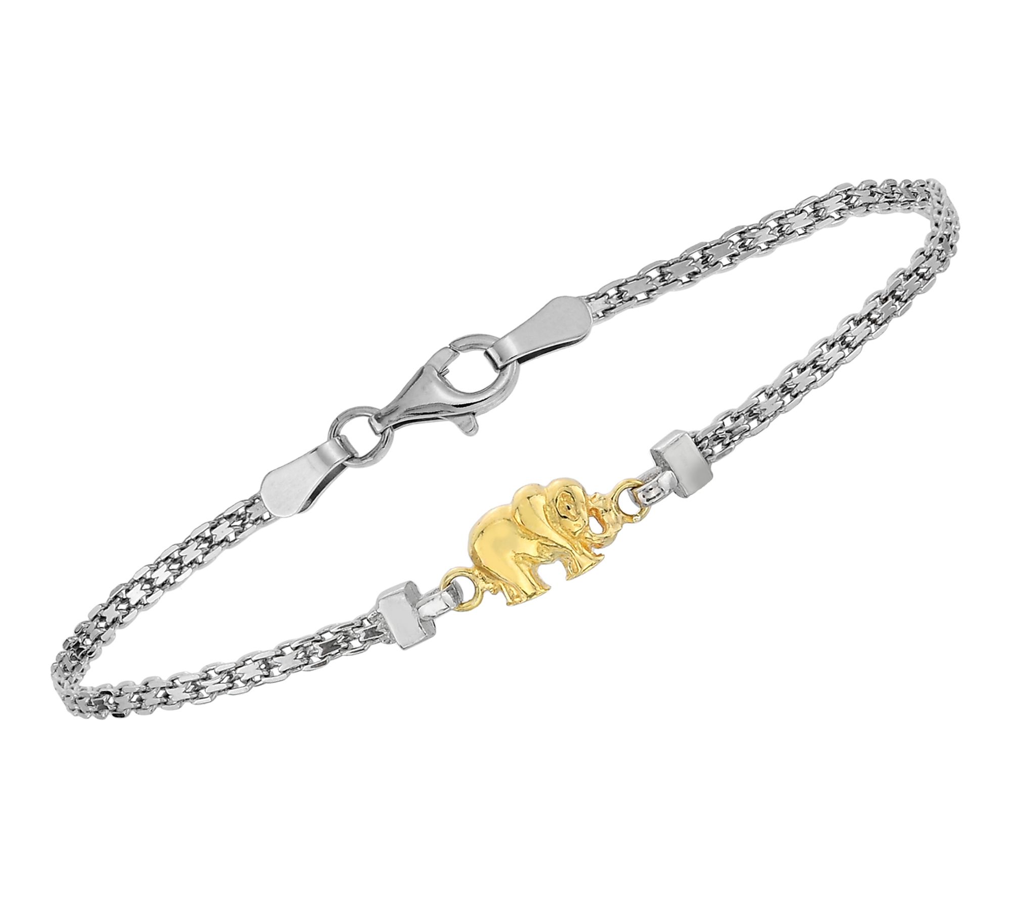 Silver Style Two-Tone Elephant Bismark Bracelet, Sterling