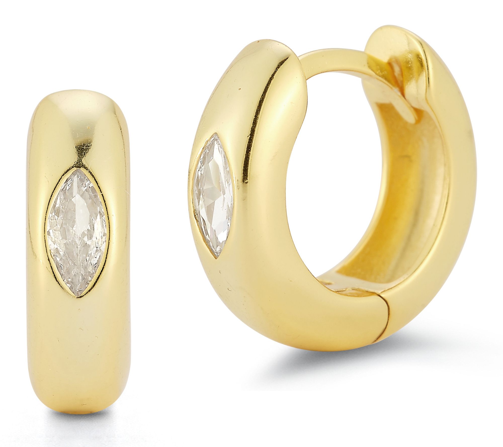 Sterlina Silver Marquise Cut Accent Hoop Earrings, Sterling