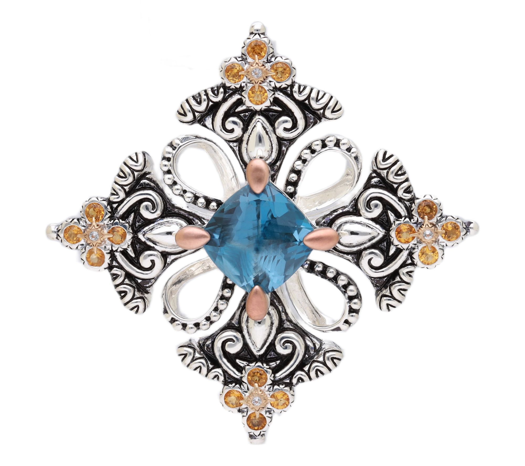 Barbara Bixby Sterling & 18K Gold London Blue Topaz Enhancer.