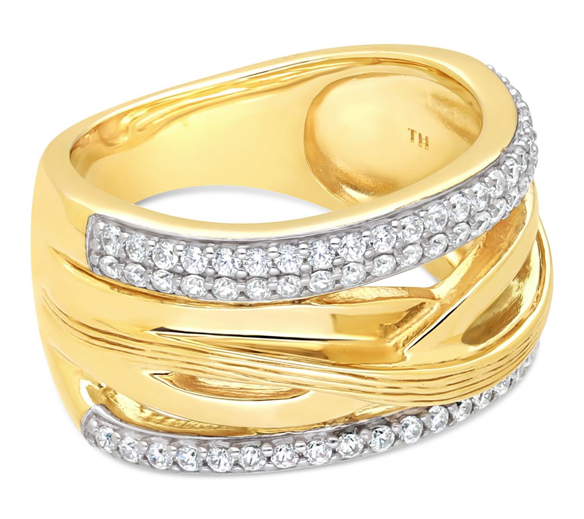 Ariva Sterling 18K Gold Clad Diamonique HighwayRing