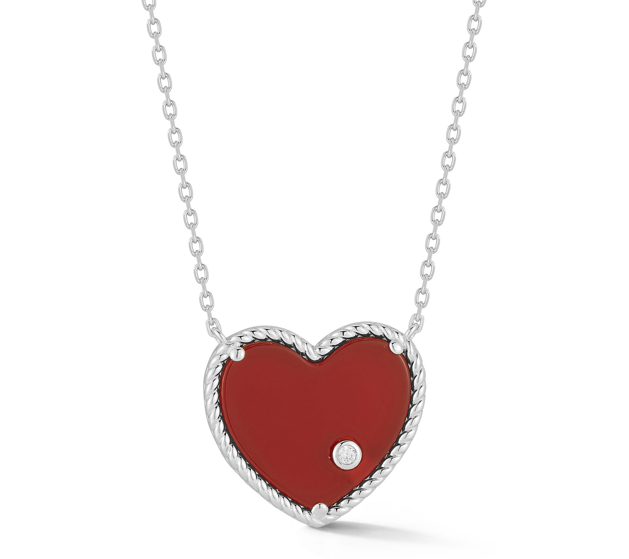 Sterlina Silver Simulated Gemstone Heart Necklace, Sterling
