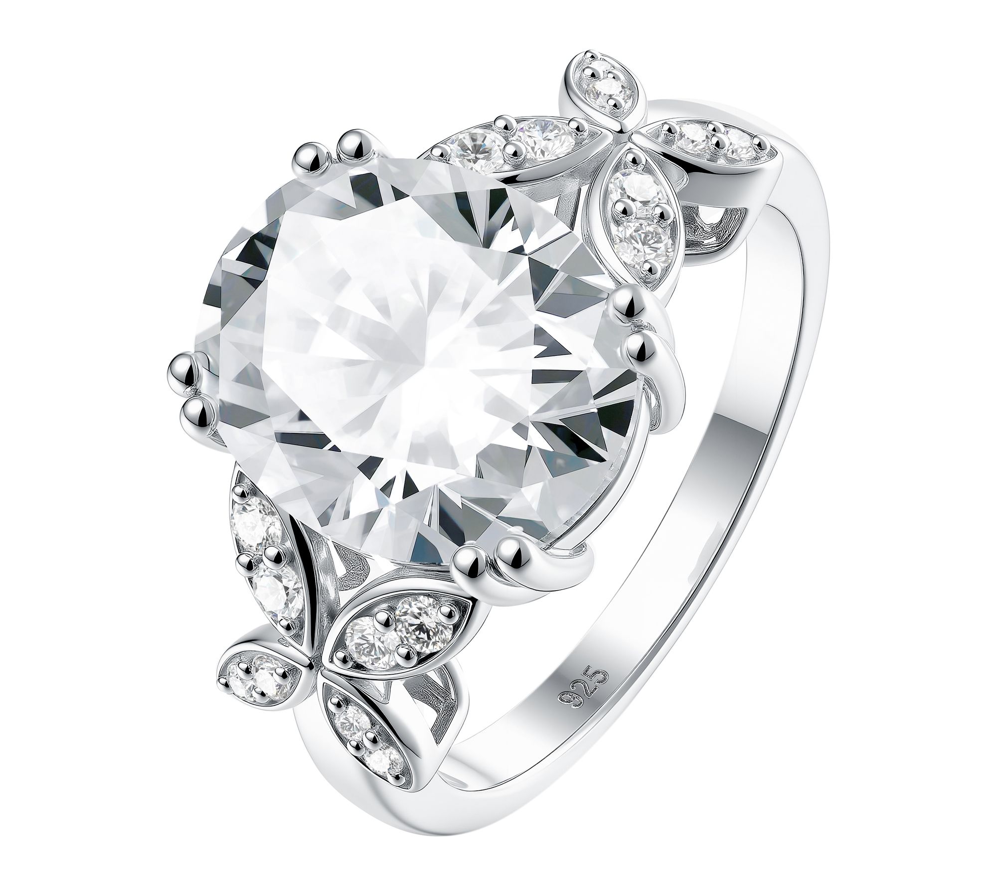 Moissanite Luxe Butterfly Engagement Ring, Sterling Silver