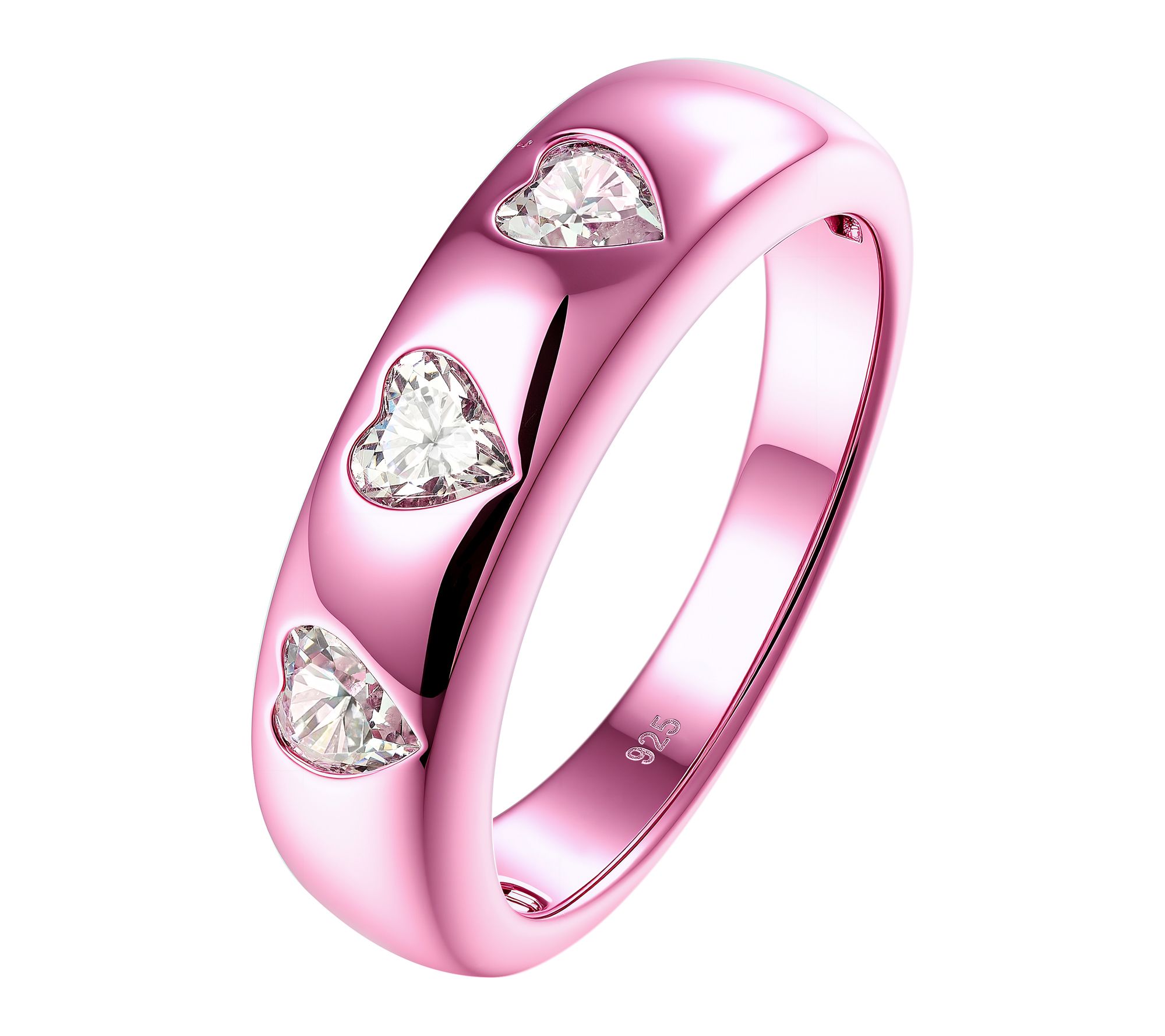 Diamonique x Jennifer Miller E-Coat Heart BandRing, Sterling