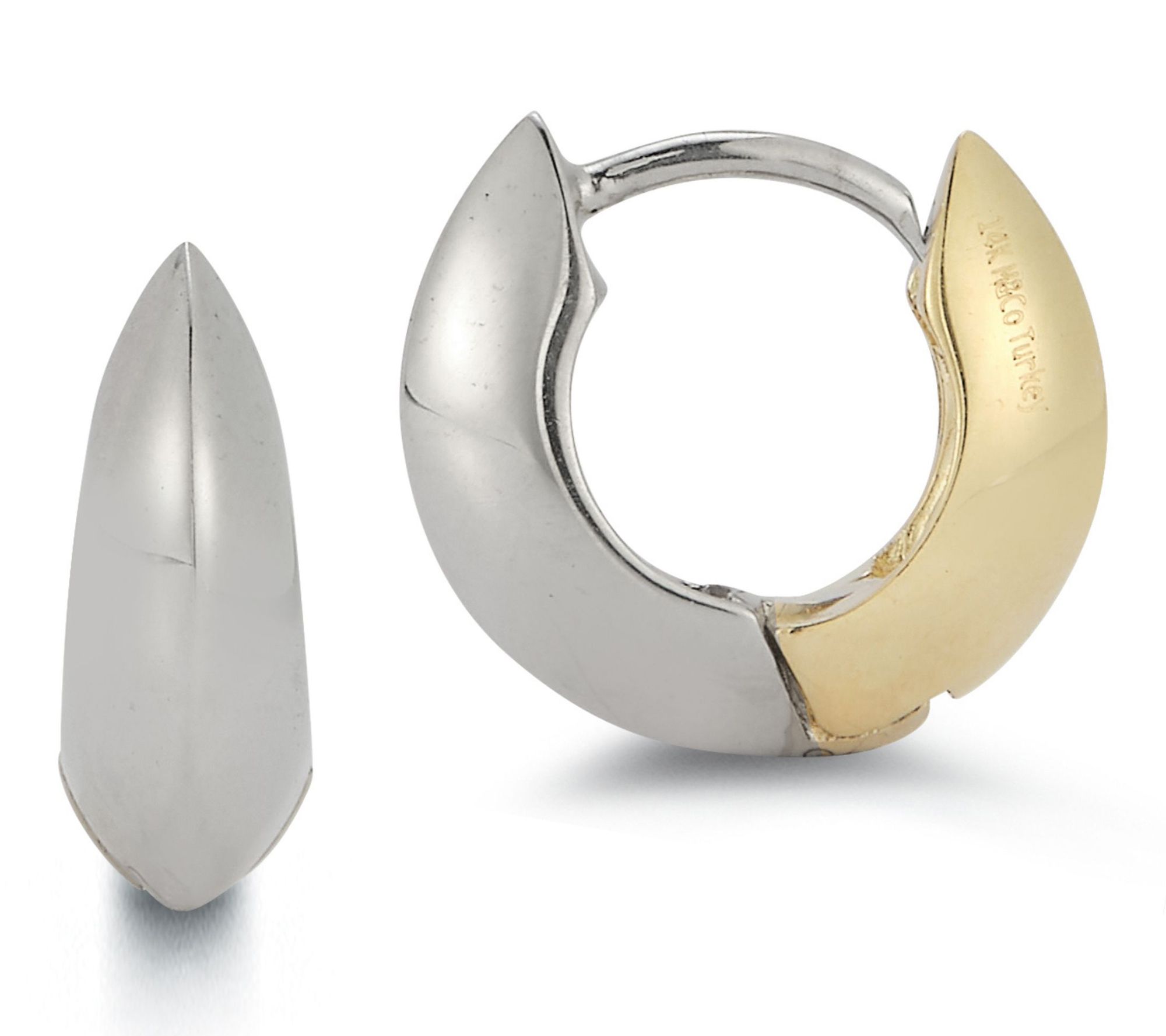 Luminosa Gold Two-Tone Huggie Hoop Earrings, 14K