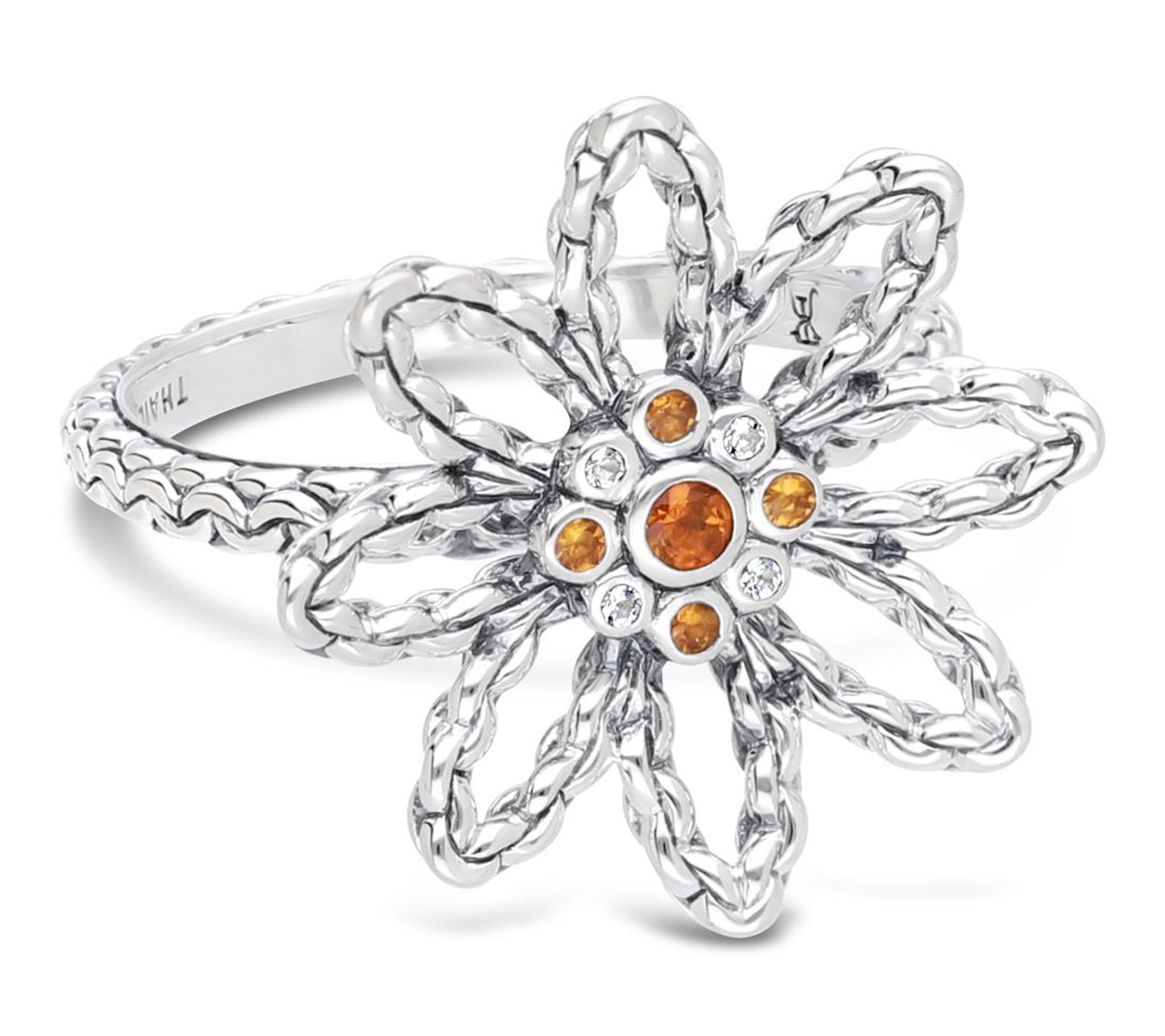 Tiffany Kay Studio Sterling Citrine & Topaz Spring Flower Ring