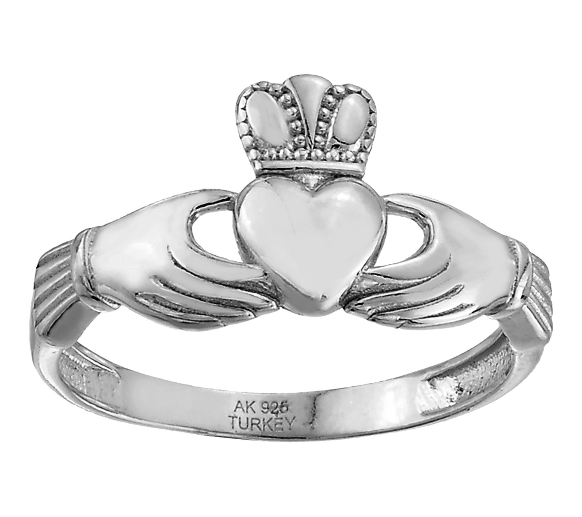 Silver Style Claddagh Design Ring, Sterling