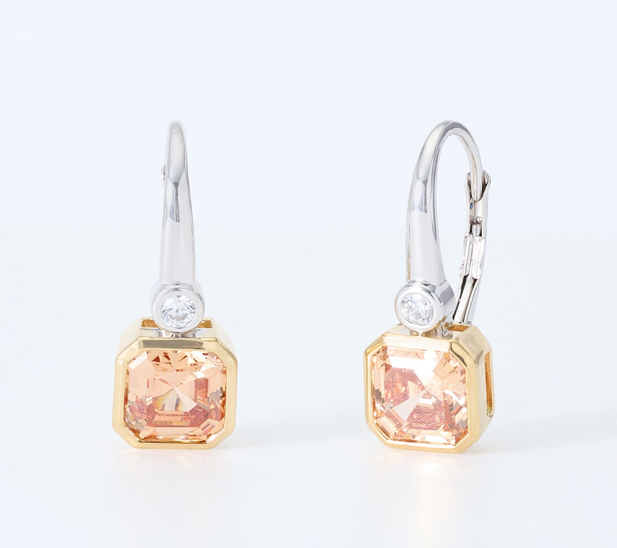 Diamonique Classics Stone Bezel Set Earrings, Sterling Silver