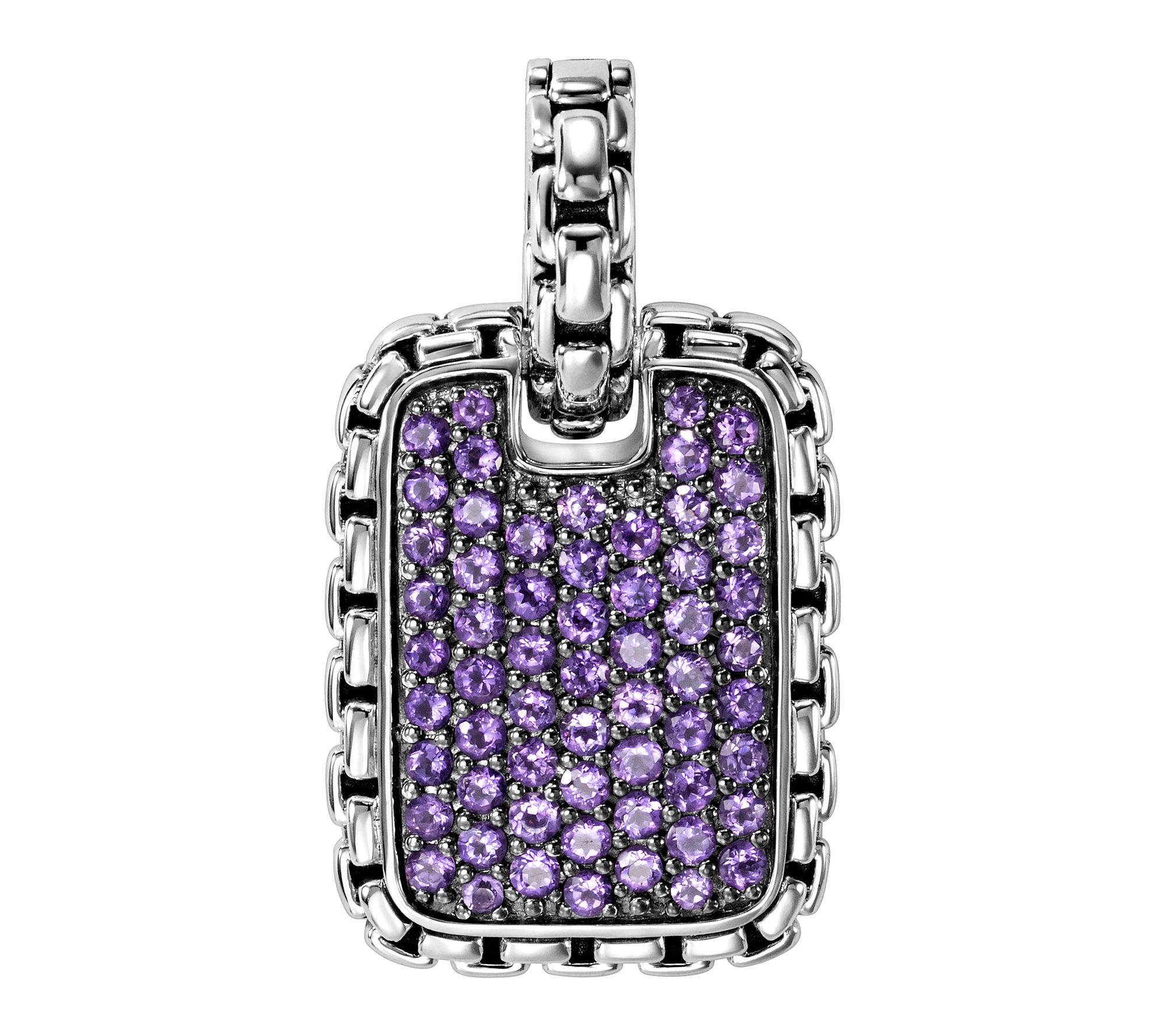JAI Sterling Silver Pave Gemstone Box Chain Enhancer