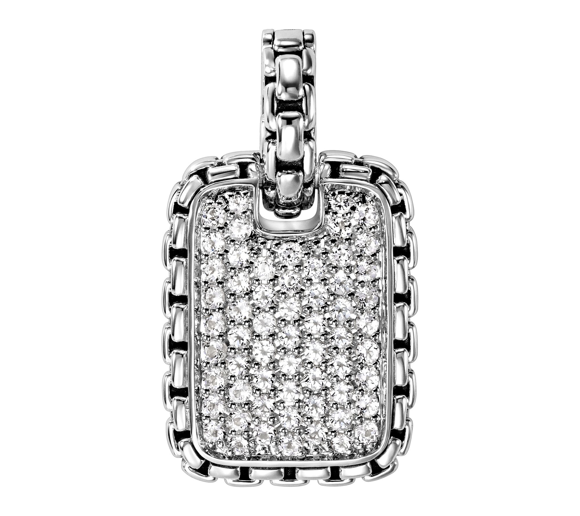 JAI Sterling Silver Pave Gemstone Box Chain Enhancer