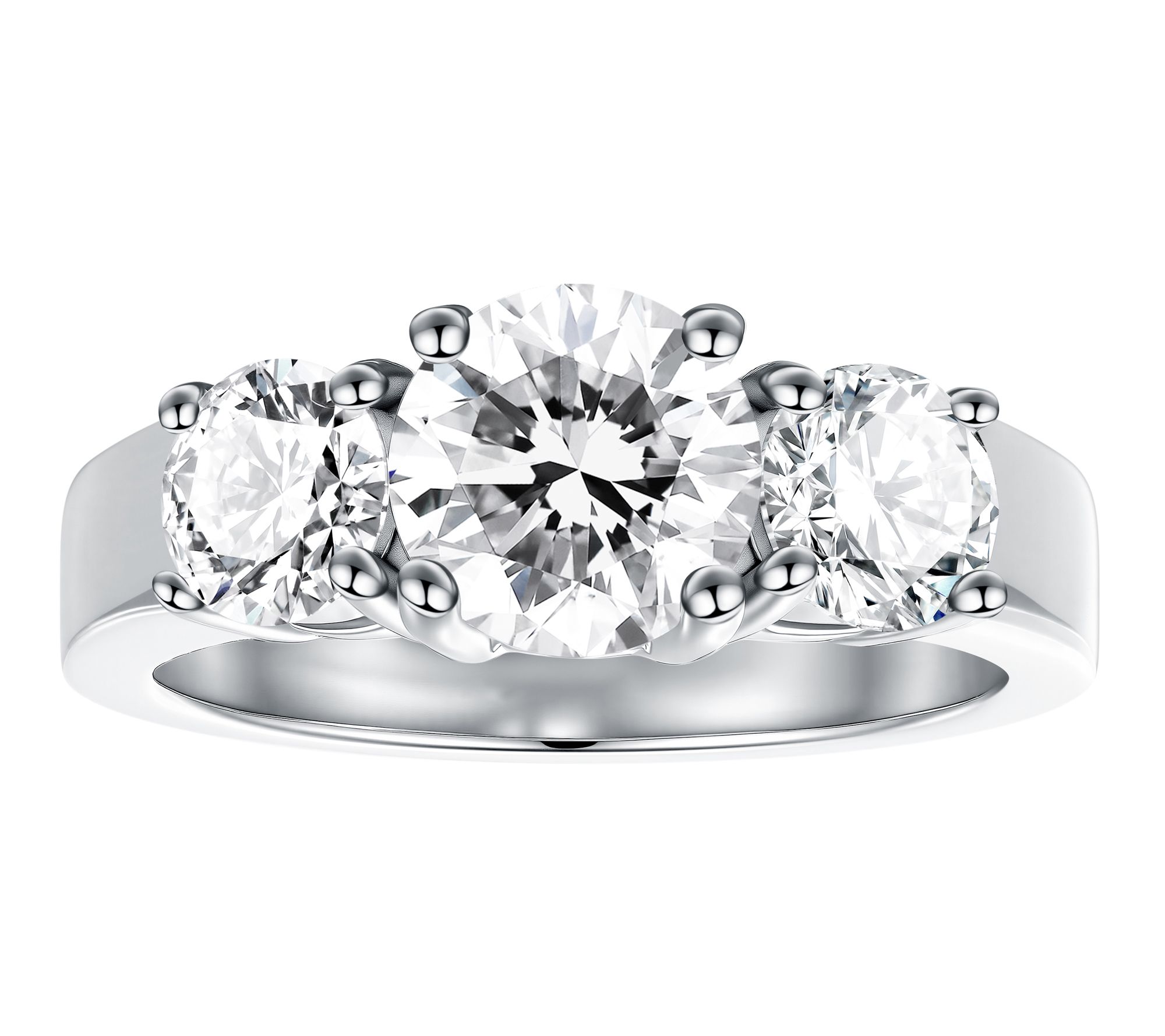 Steel by Diamonique Round Cut 3 -Stone Ring
