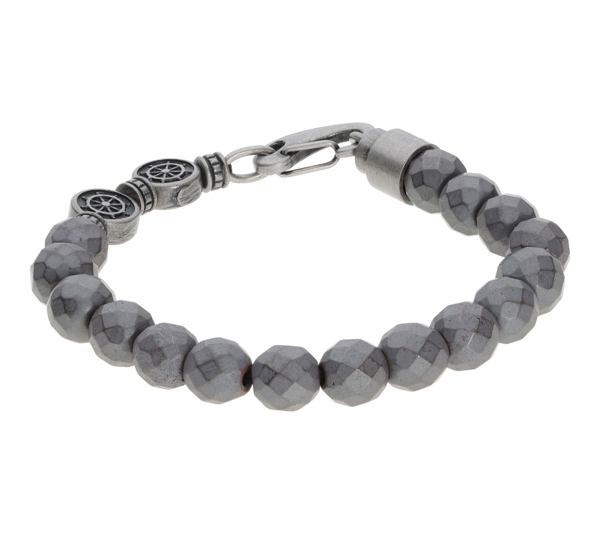 LYNX Men's Stainless Steel & Hematite Beaded Bracelet