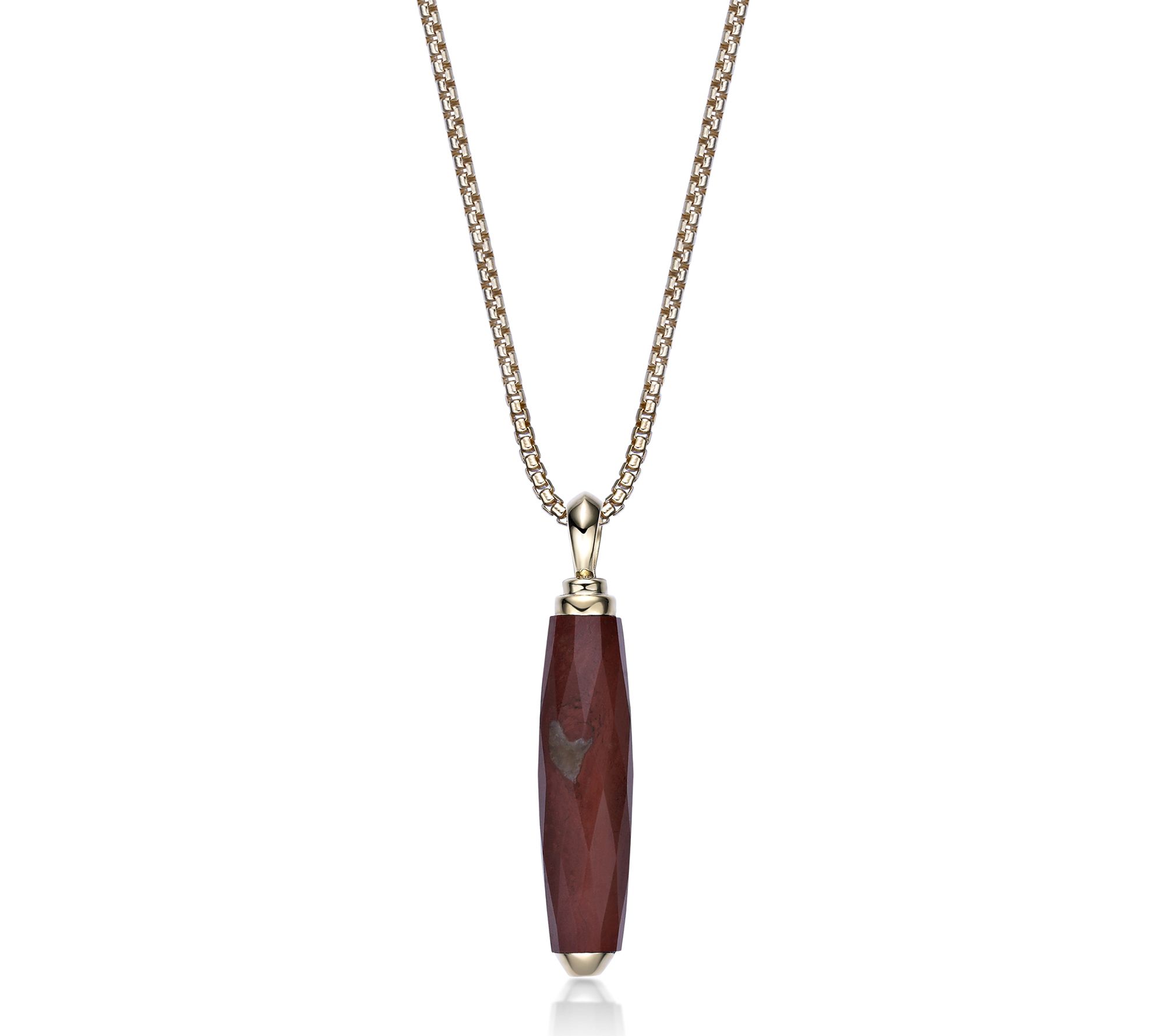 LYNX Men's Elongated Jasper Pendant w/ Chain, 14K Gold Plated