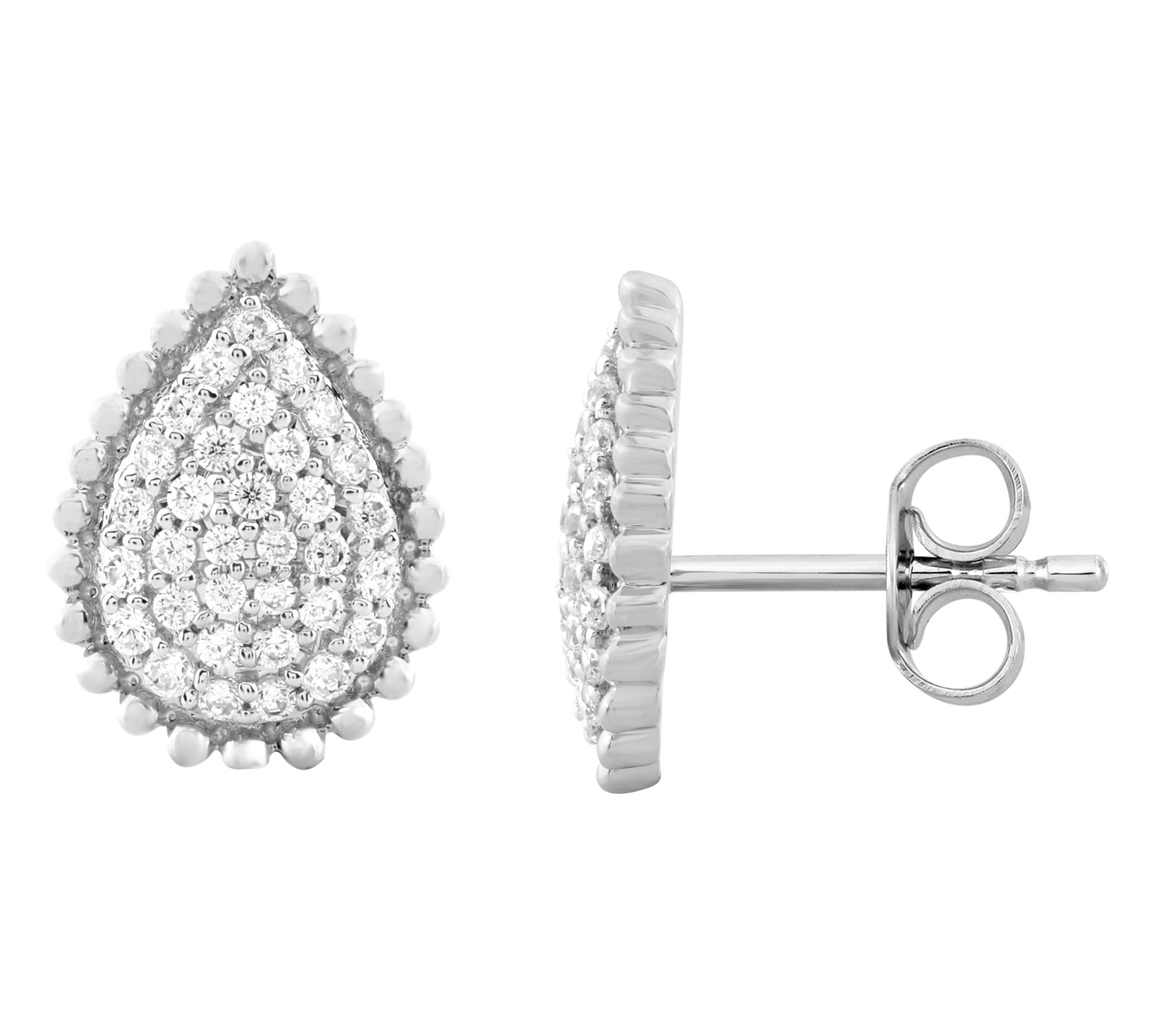 Accents by Affinity Pave Pear Shape Earrings, Sterling Silver