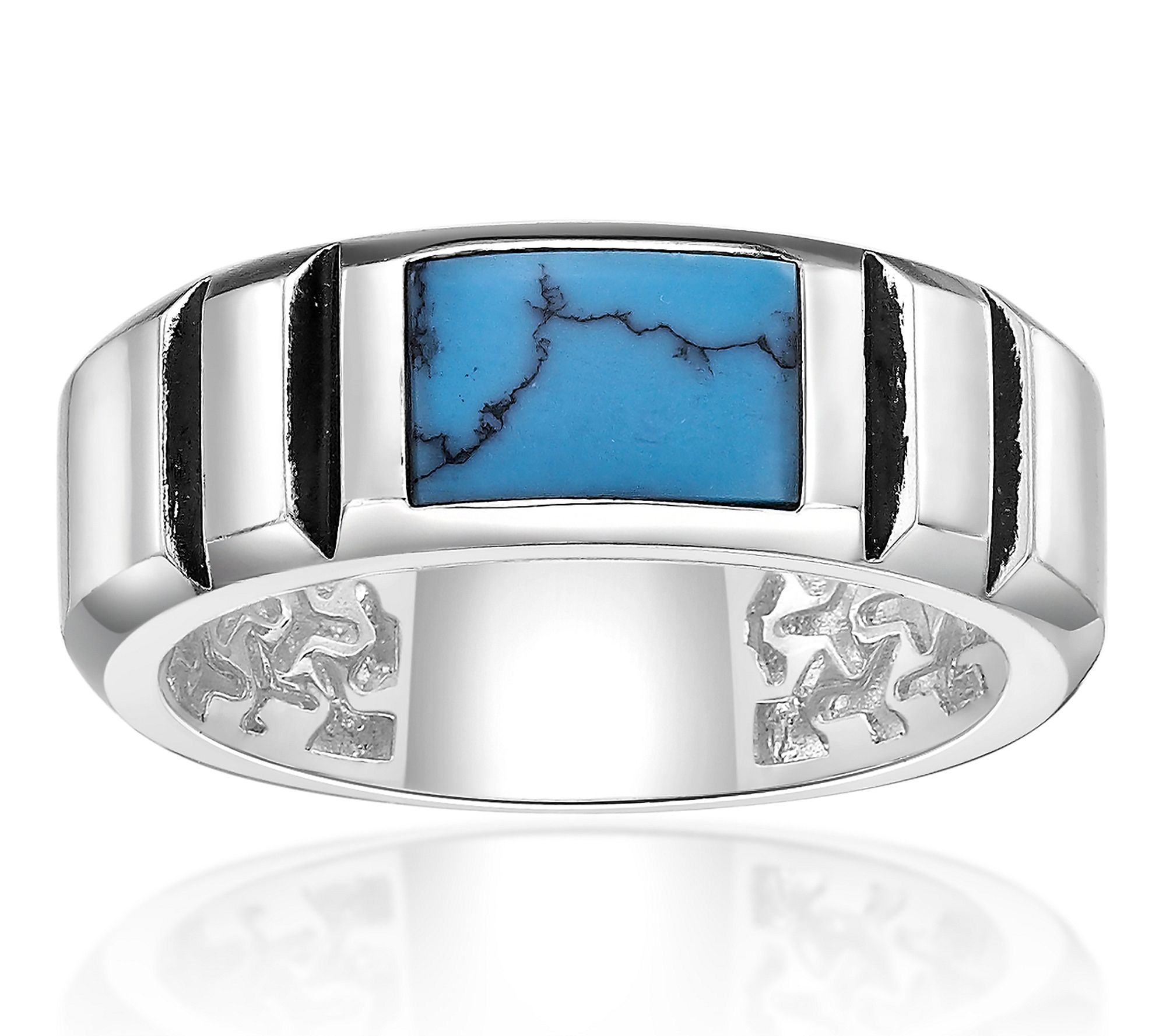 LYNX Men's Sterling Silver Reconstituted Turquoise Ring