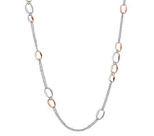 Italian Silver Two-Tone Oval Link Necklace, 18.9g