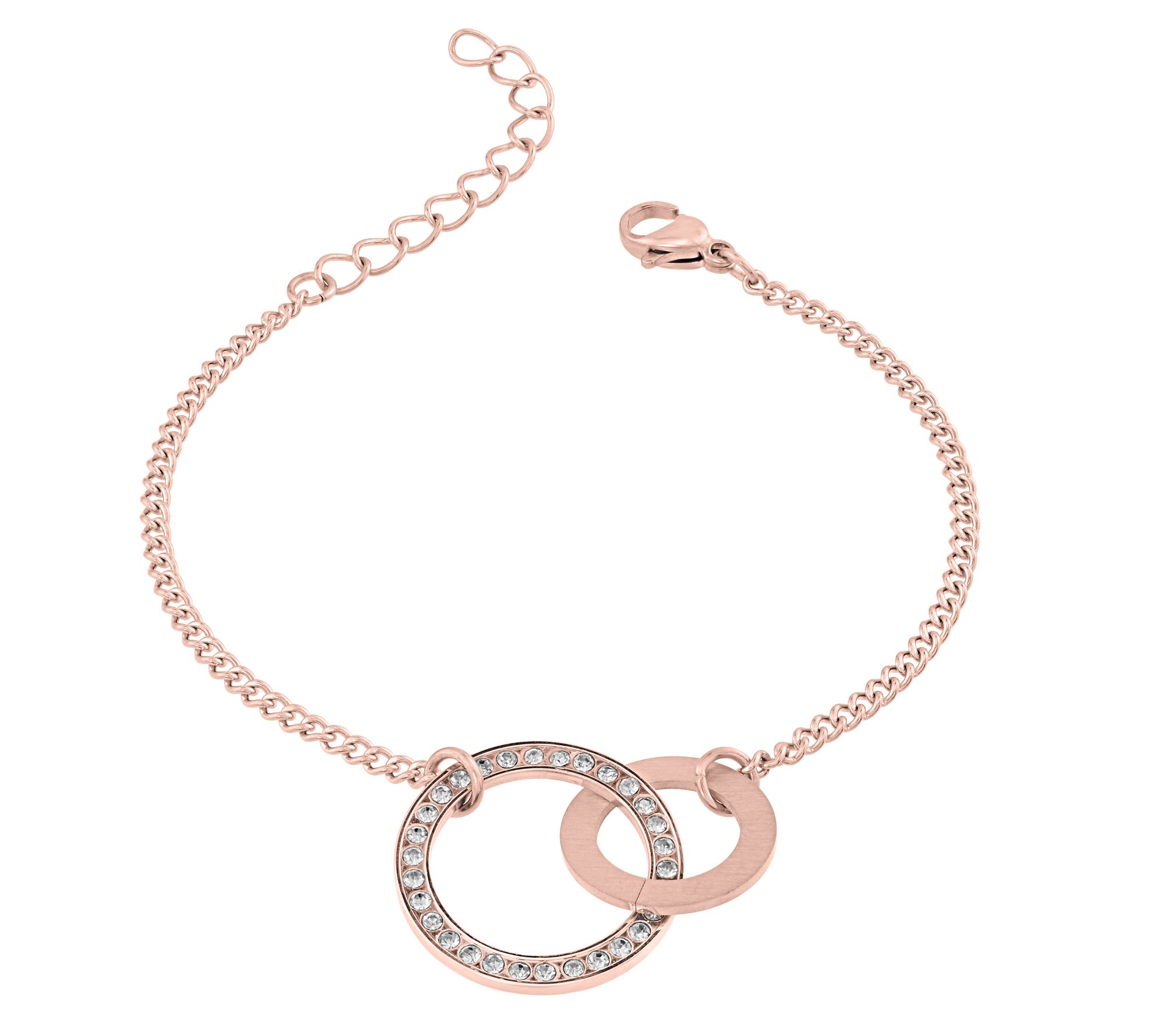 Steel by Design Open Circle Crystal AdjustableBracelet