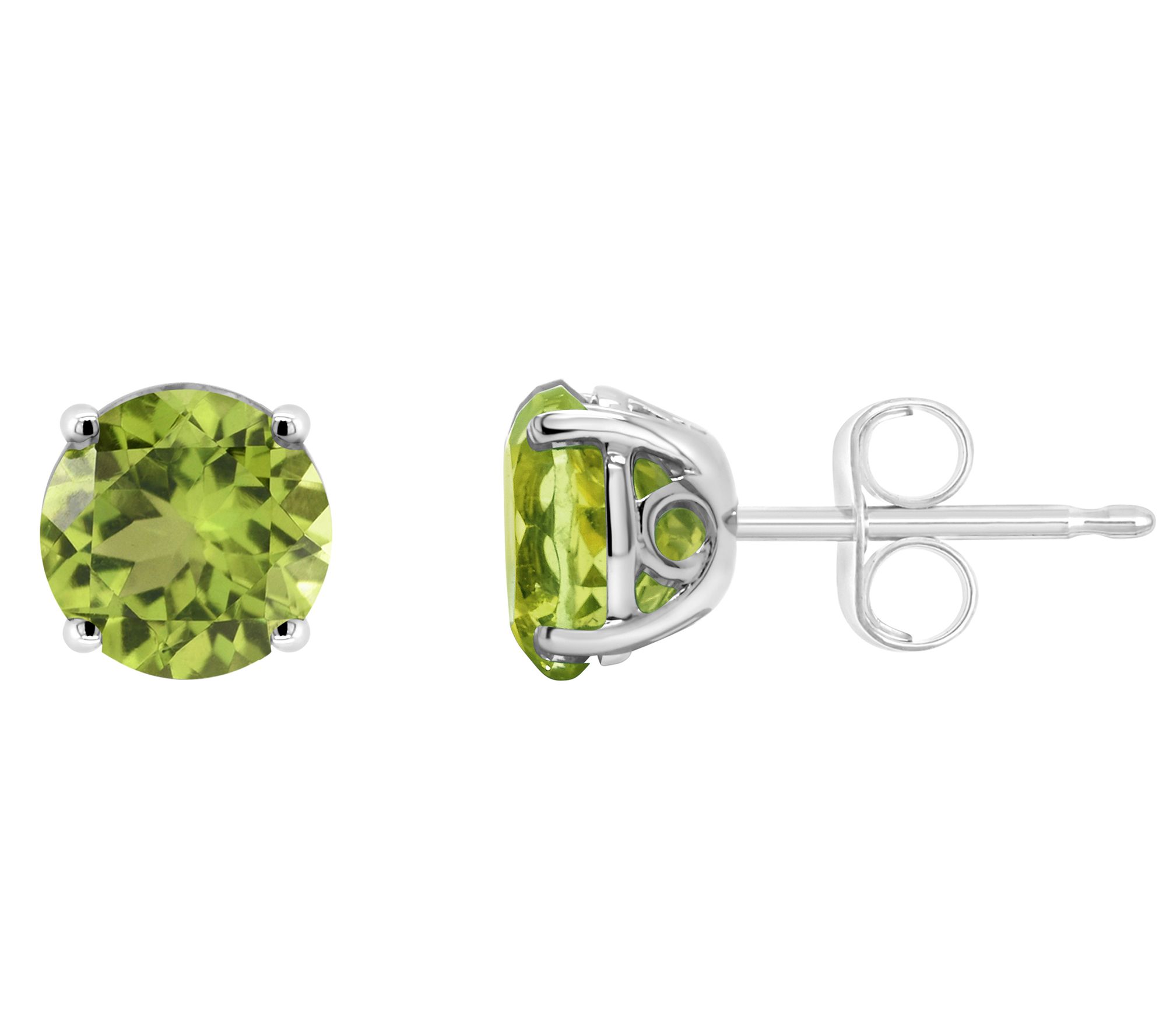 14K 6mm Round Peridot Gemstone Stud Earrings