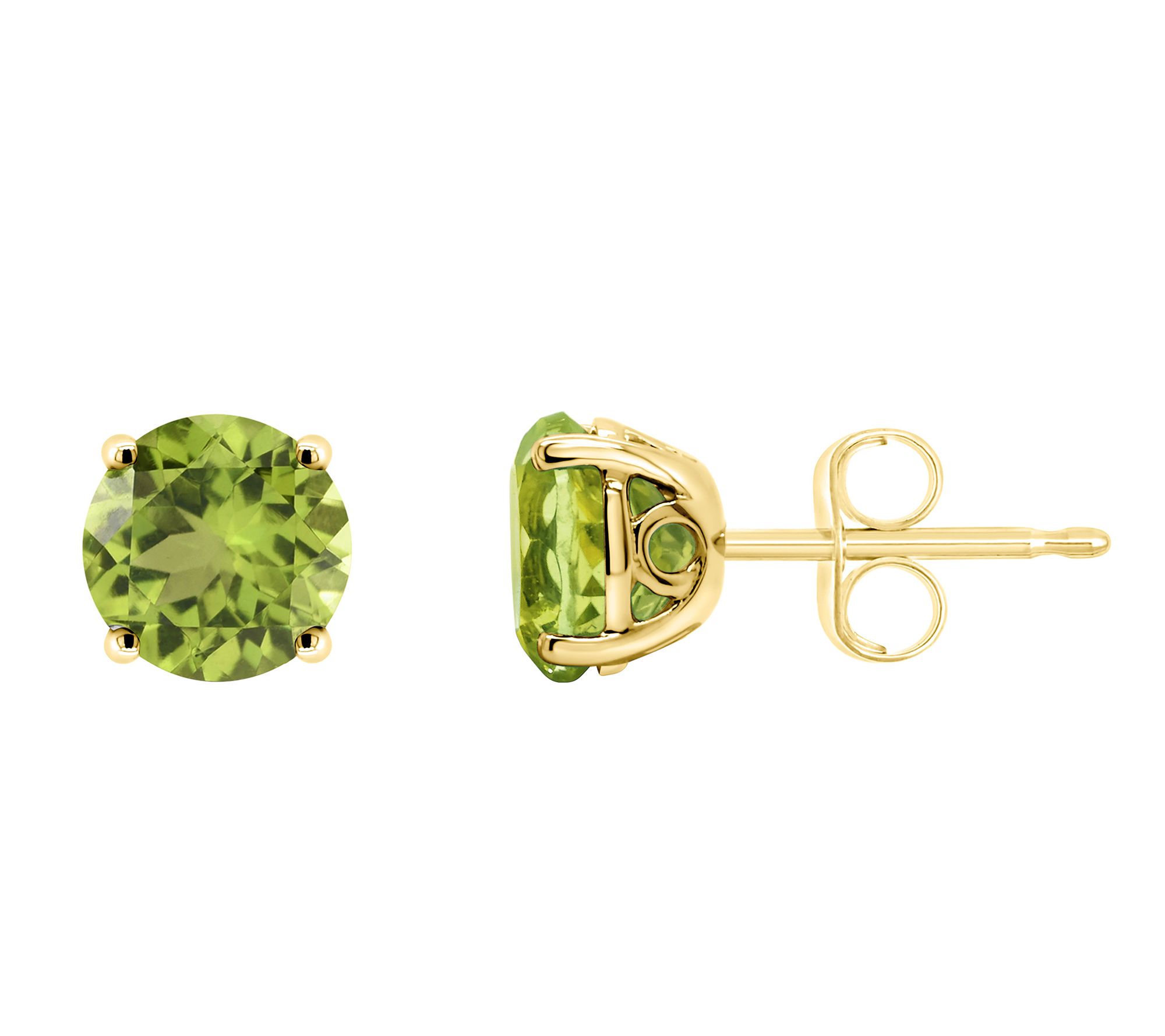 14K 6mm Round Peridot Gemstone Stud Earrings