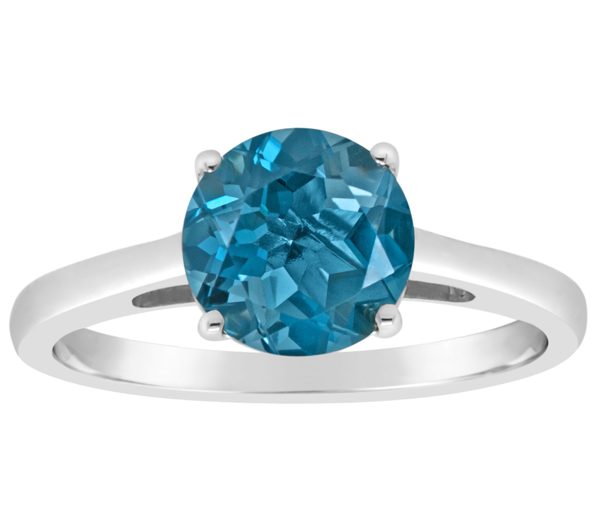 14K Gold 2.20 cttw Round London Blue Topaz Ring